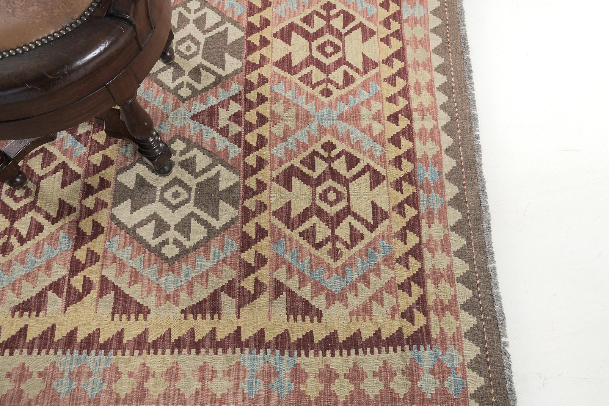 Hand-Knotted Mehraban Vintage Style Tribal Natural Dye Flat Weave Kilim For Sale
