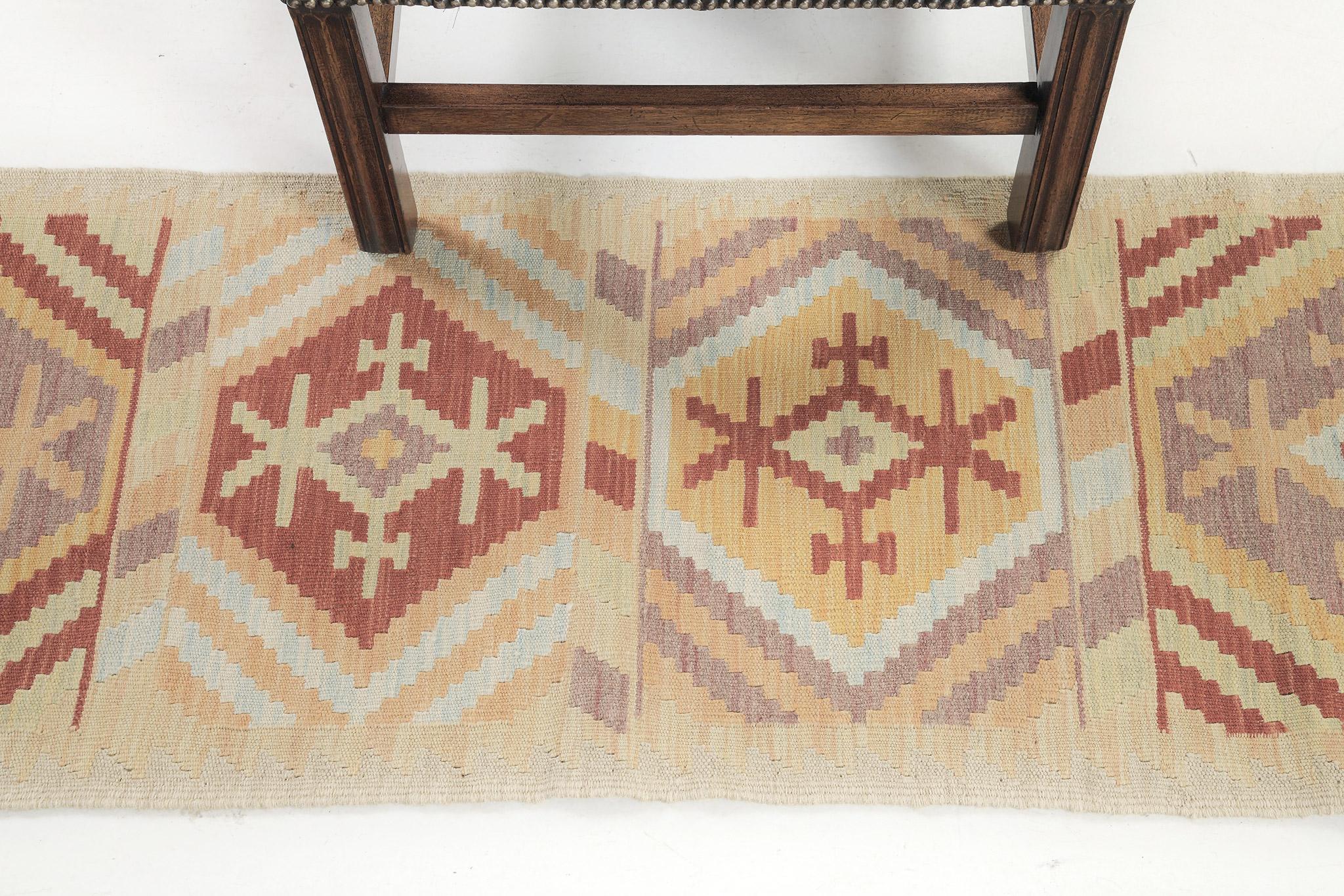 Mehraban Vintage-Stil Stammes natürlichen Farbstoff flach weben Kilim im Zustand „Neu“ im Angebot in WEST HOLLYWOOD, CA