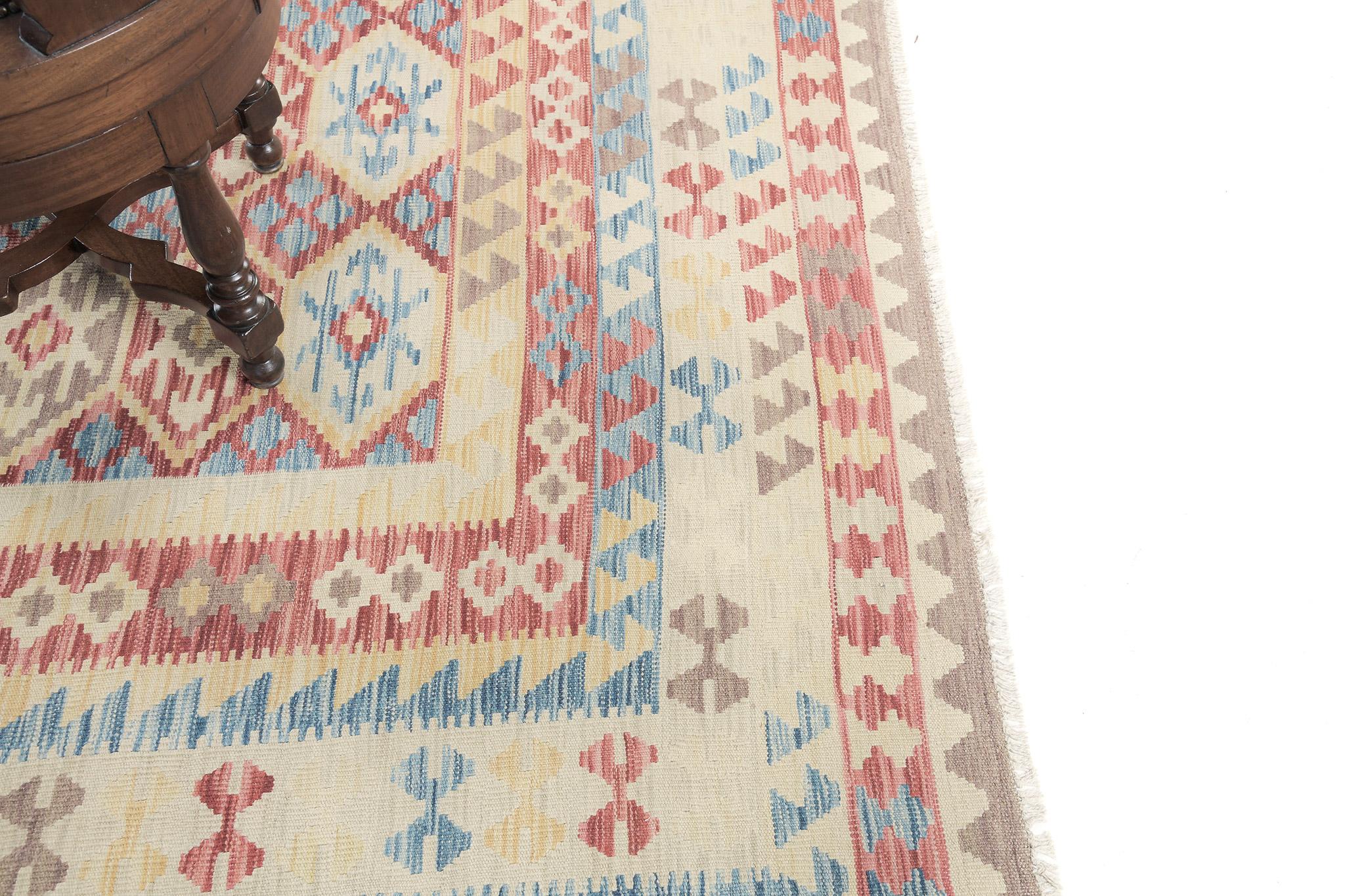 Mehraban Vintage-Stil Stammes natürlichen Farbstoff flach weben Kilim im Zustand „Neu“ im Angebot in WEST HOLLYWOOD, CA