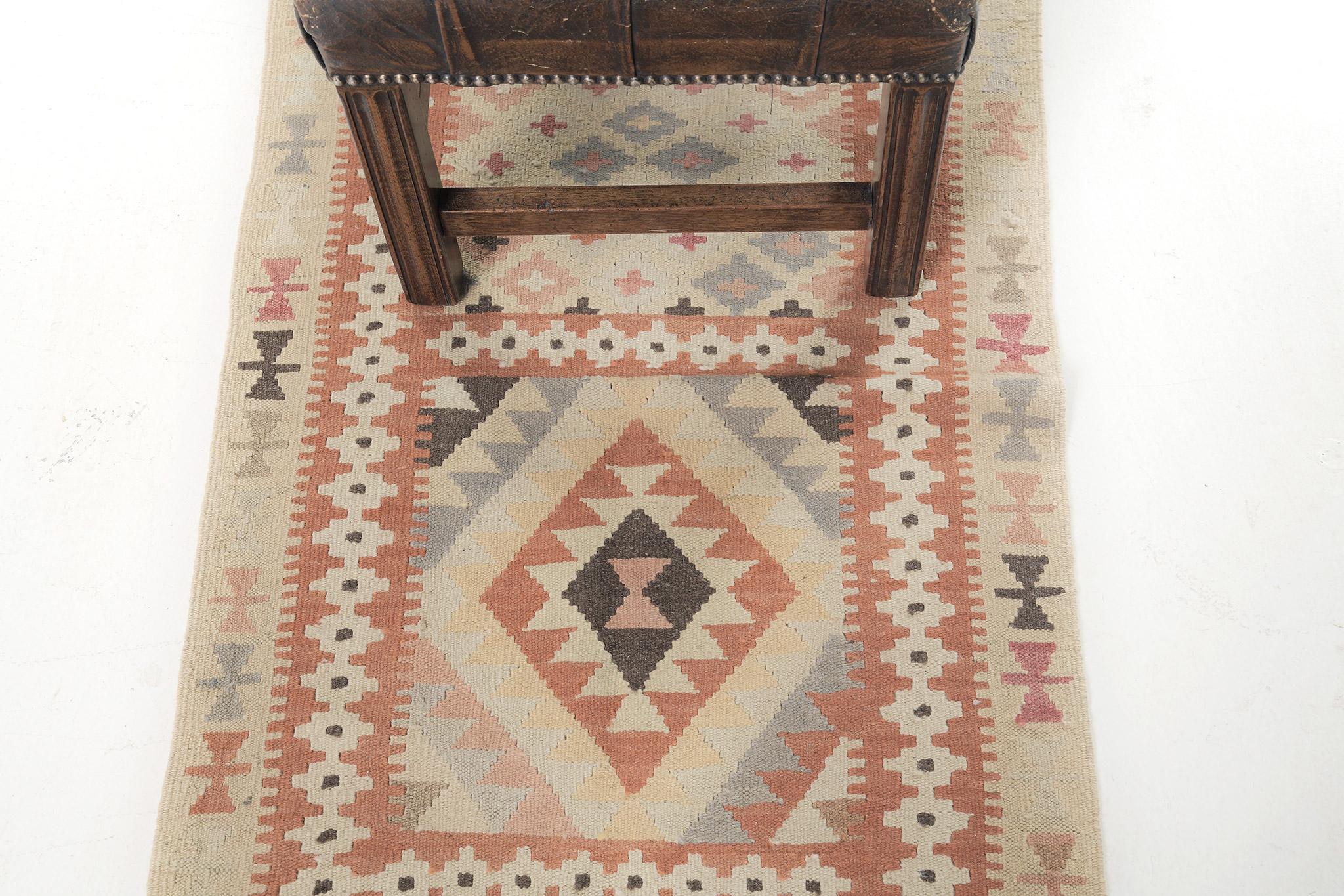 Mehraban Vintage Style Tribal Natural Dye Flat Weave Kilim In Distressed Condition For Sale In WEST HOLLYWOOD, CA