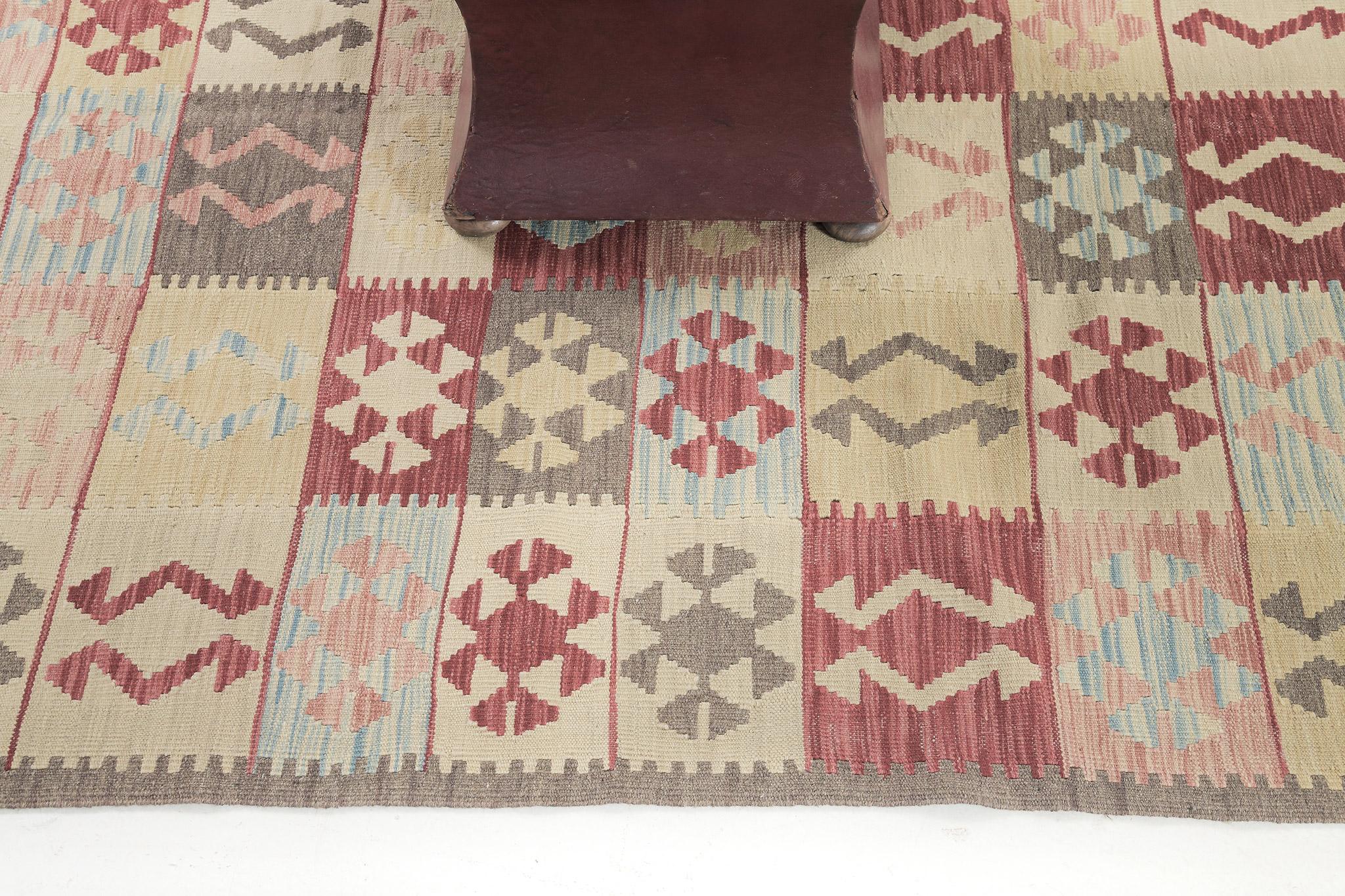 Mehraban - Kilim à tissage plat de style vintage en teinture naturelle, à motif tribal Neuf - En vente à WEST HOLLYWOOD, CA