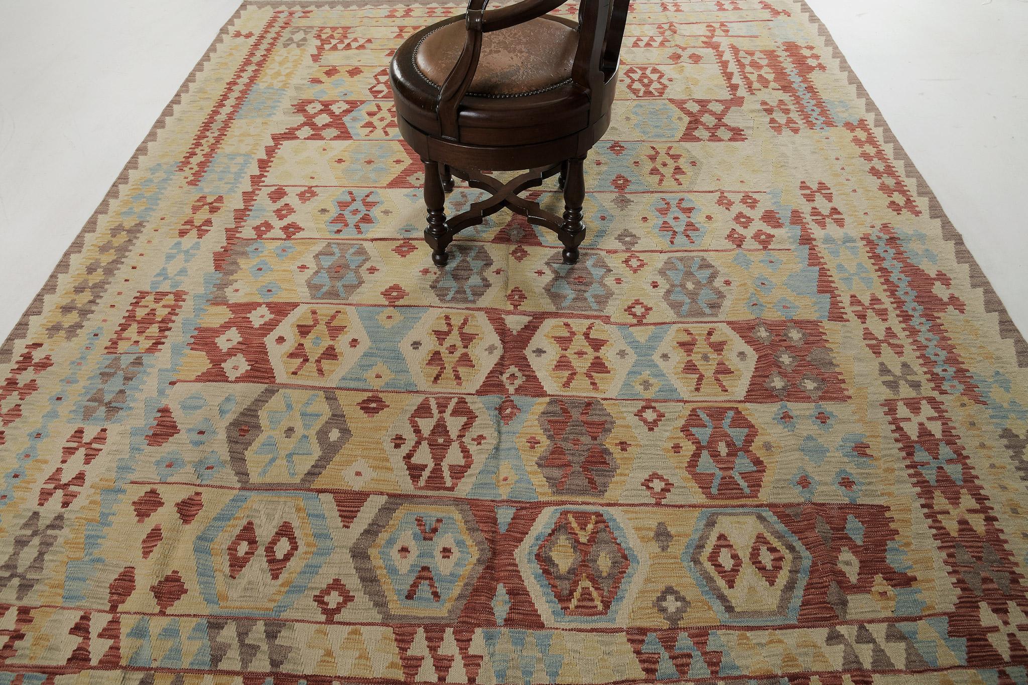 Late 20th Century Mehraban Vintage Style Tribal Natural Dye Flat Weave Kilim For Sale