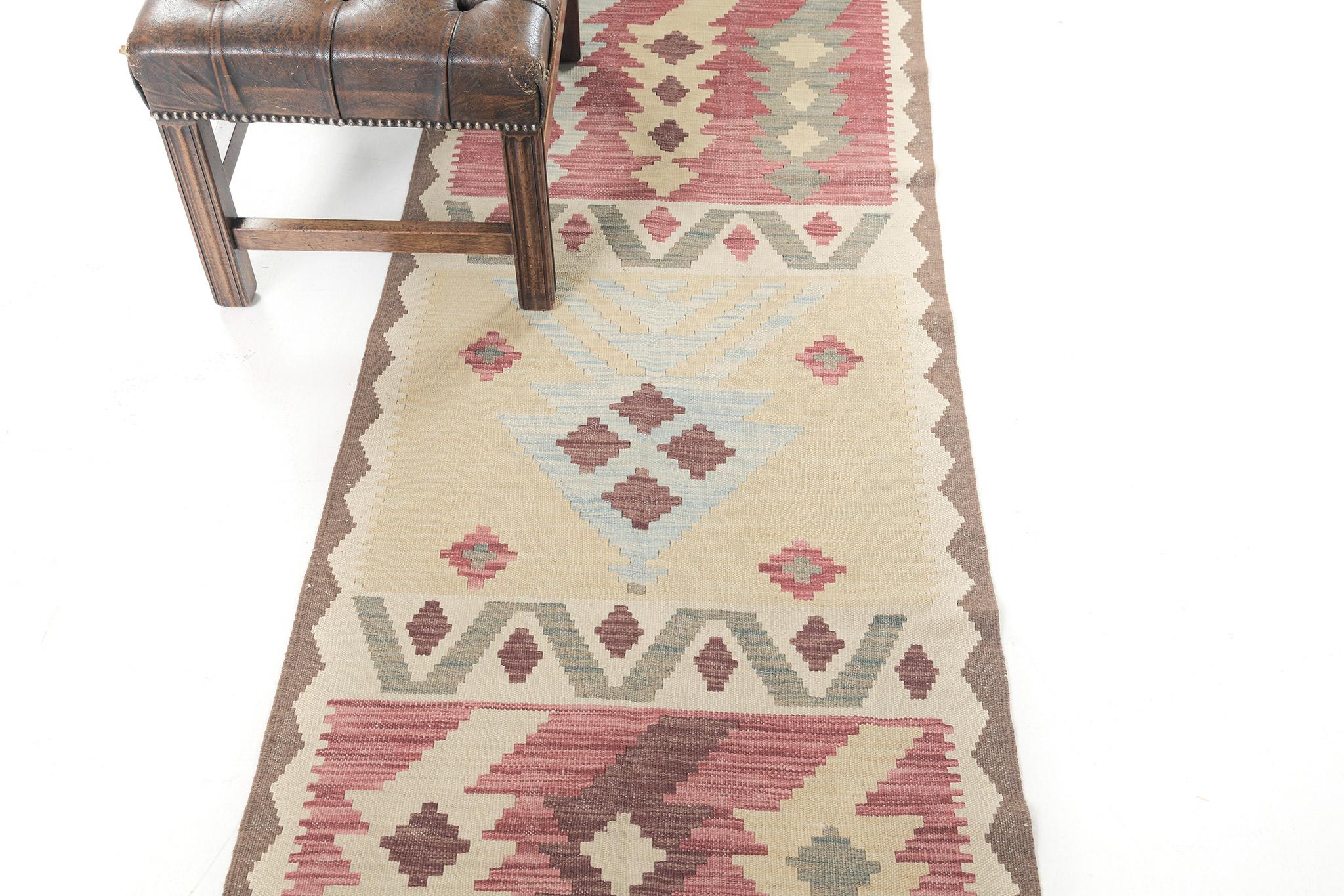 Contemporary Mehraban Vintage Style Tribal Natural Dye Flat Weave Kilim For Sale