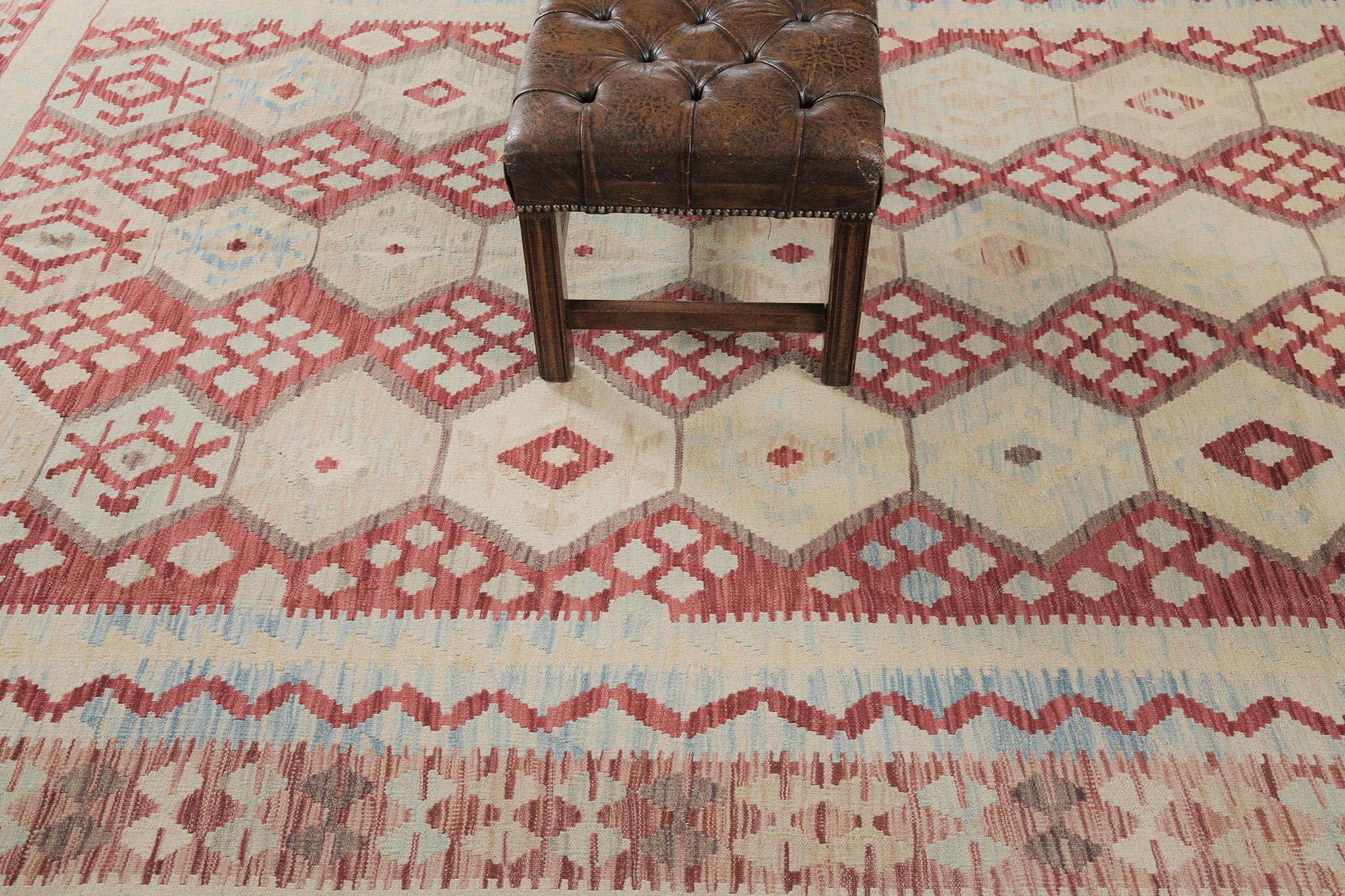 Contemporary Mehraban Vintage Style Tribal Natural Dye Flat Weave Kilim For Sale