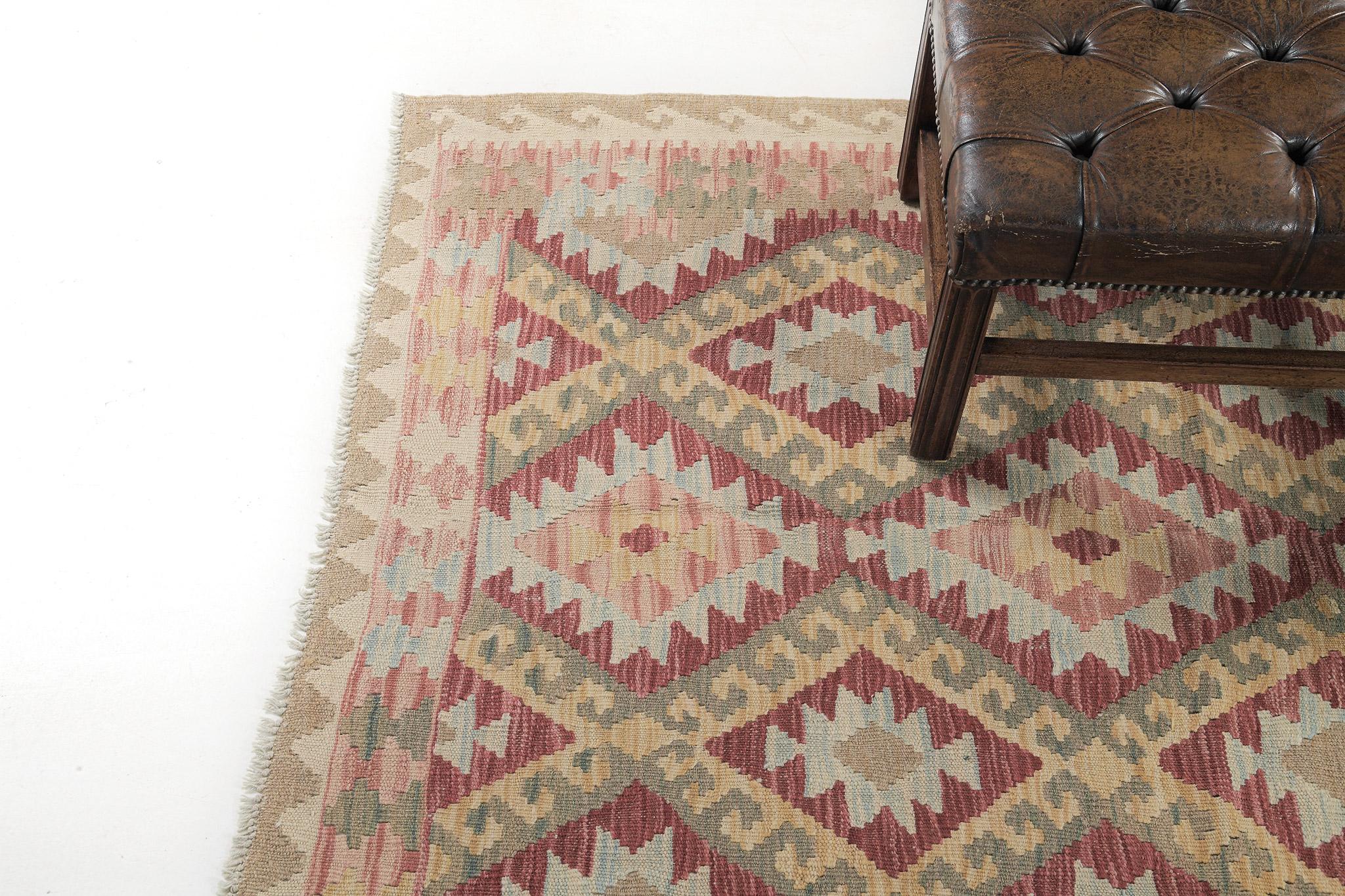 Contemporary Mehraban Vintage Style Tribal Natural Dye Flat Weave Kilim For Sale