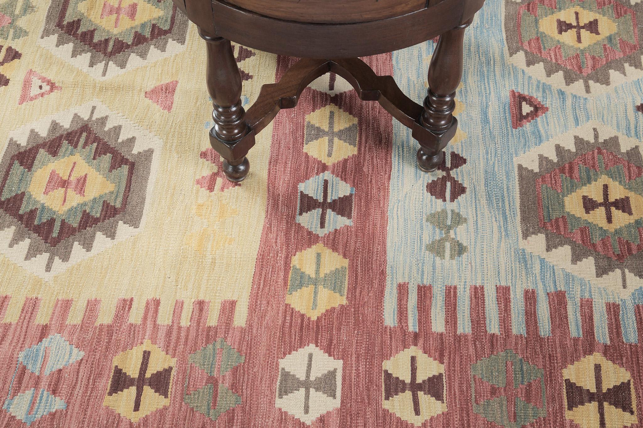XXIe siècle et contemporain Mehraban - Kilim à tissage plat de style vintage en teinture naturelle, à motif tribal en vente