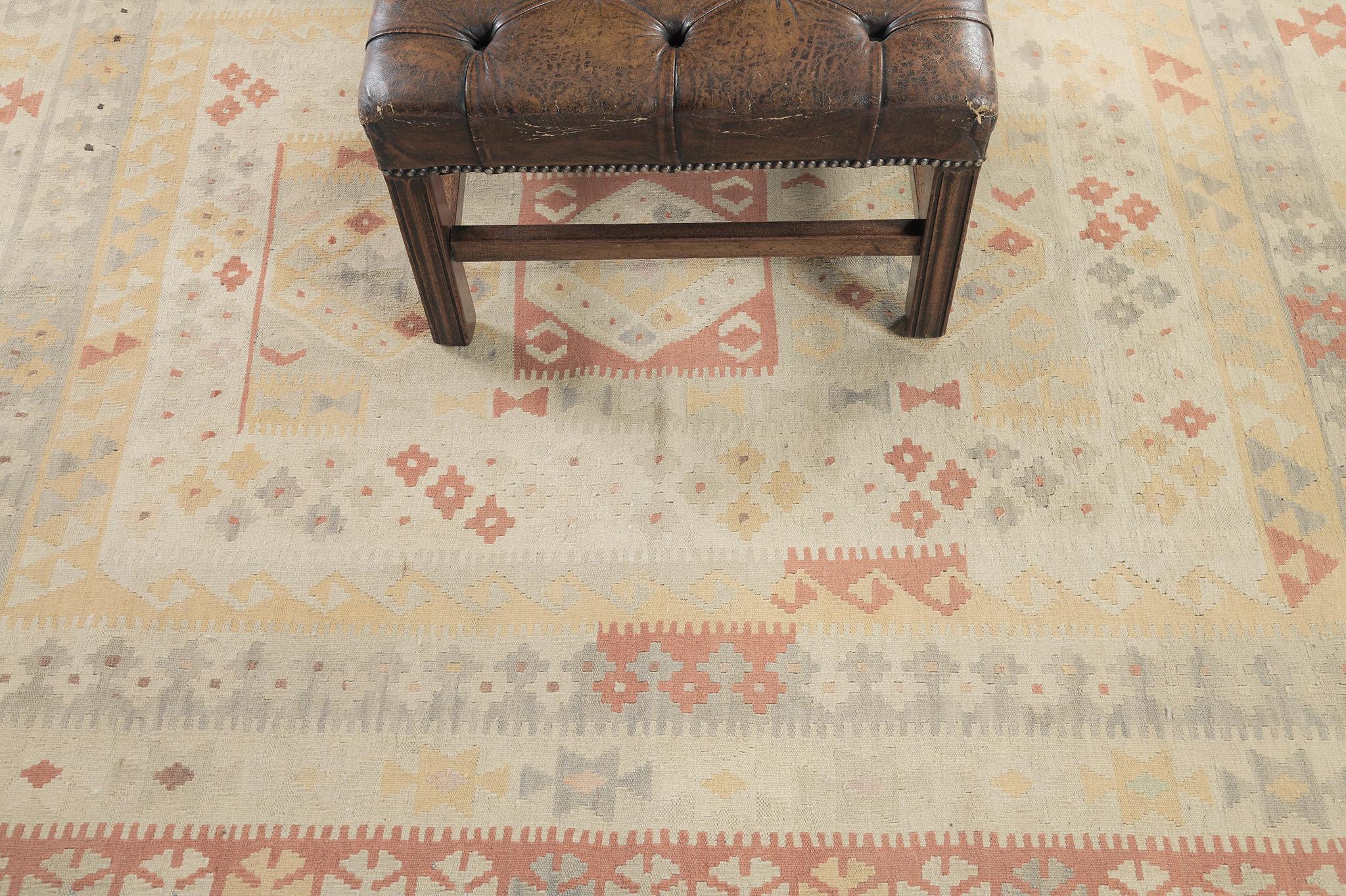 Mehraban Vintage-Stil Stammes natürlichen Farbstoff flach weben Kilim (21. Jahrhundert und zeitgenössisch) im Angebot