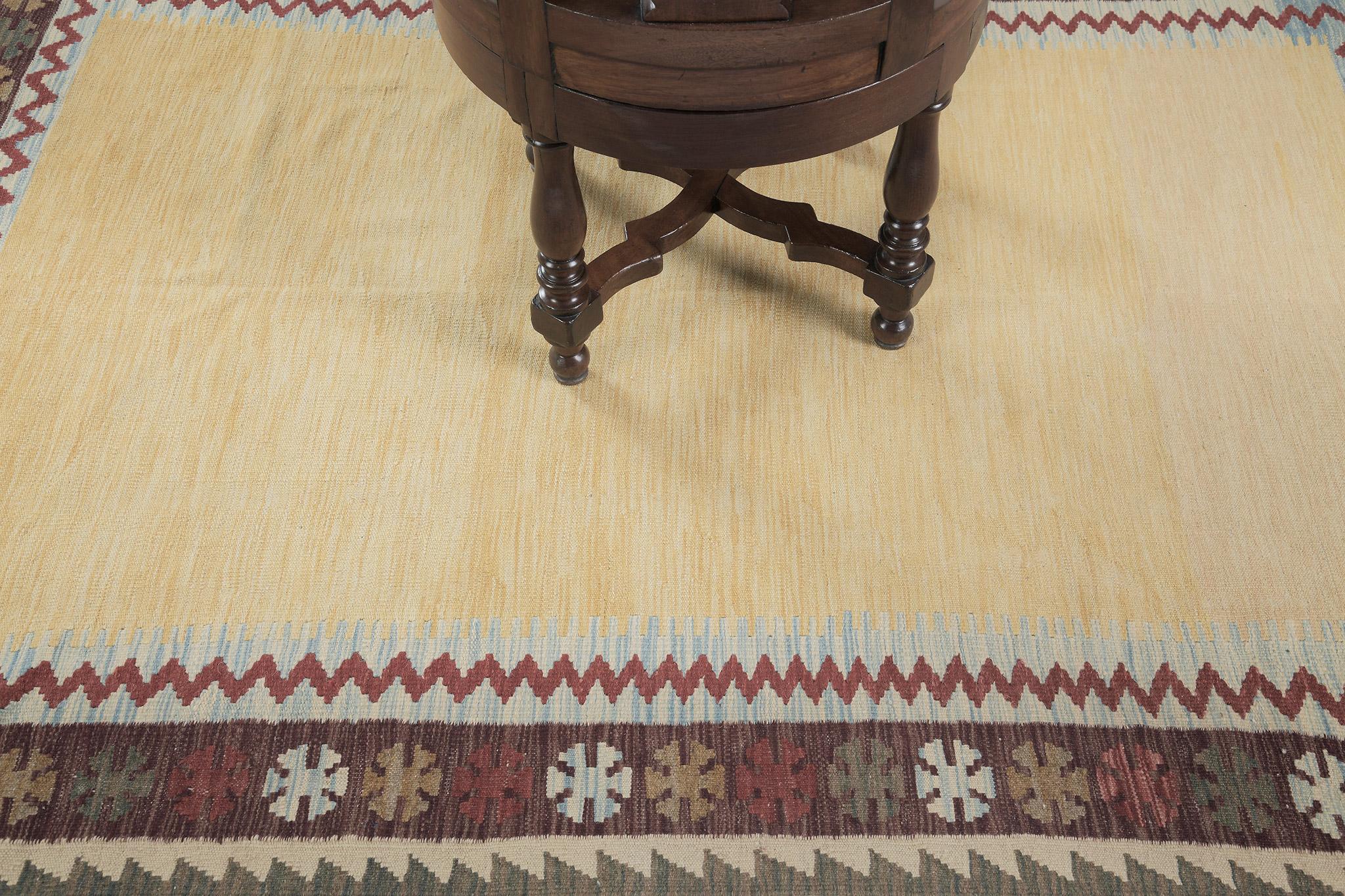 Mehraban Vintage-Stil Stammes natürlichen Farbstoff flach weben Kilim (Wolle) im Angebot