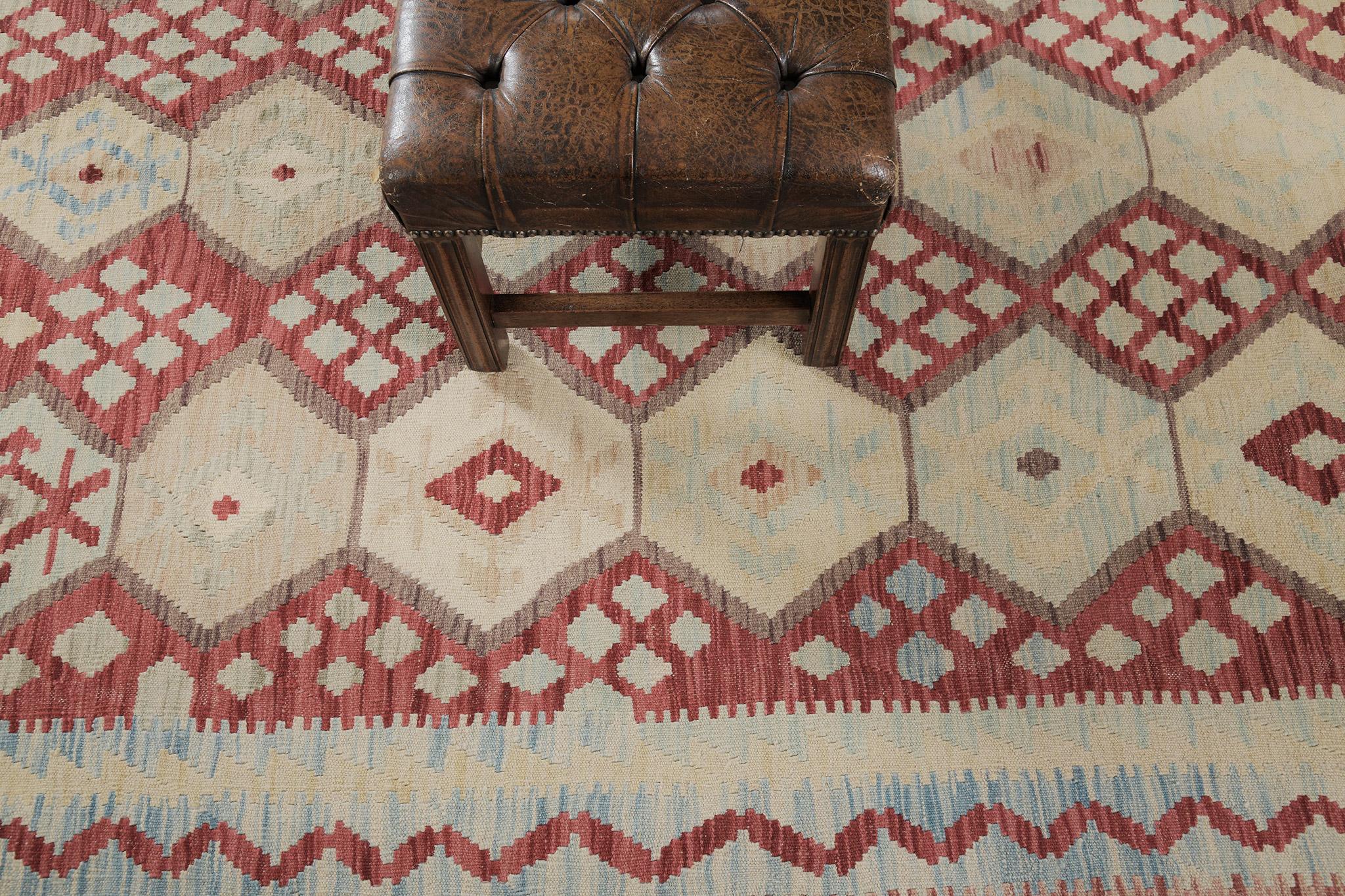 Wool Mehraban Vintage Style Tribal Natural Dye Flat Weave Kilim For Sale