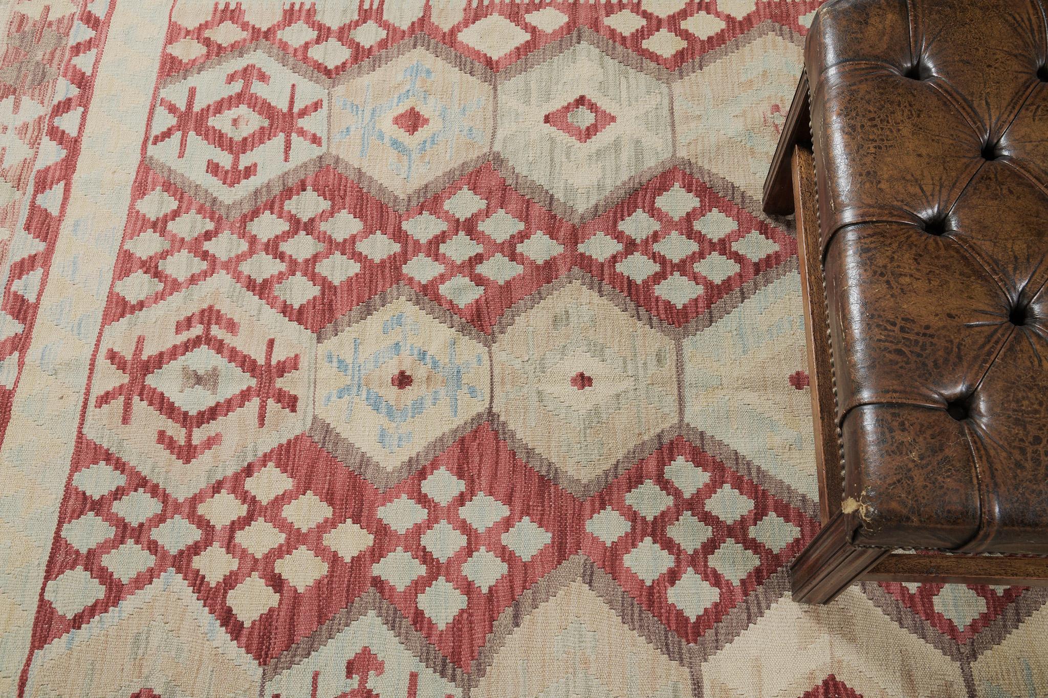 Mehraban Vintage Style Tribal Natural Dye Flat Weave Kilim For Sale 1