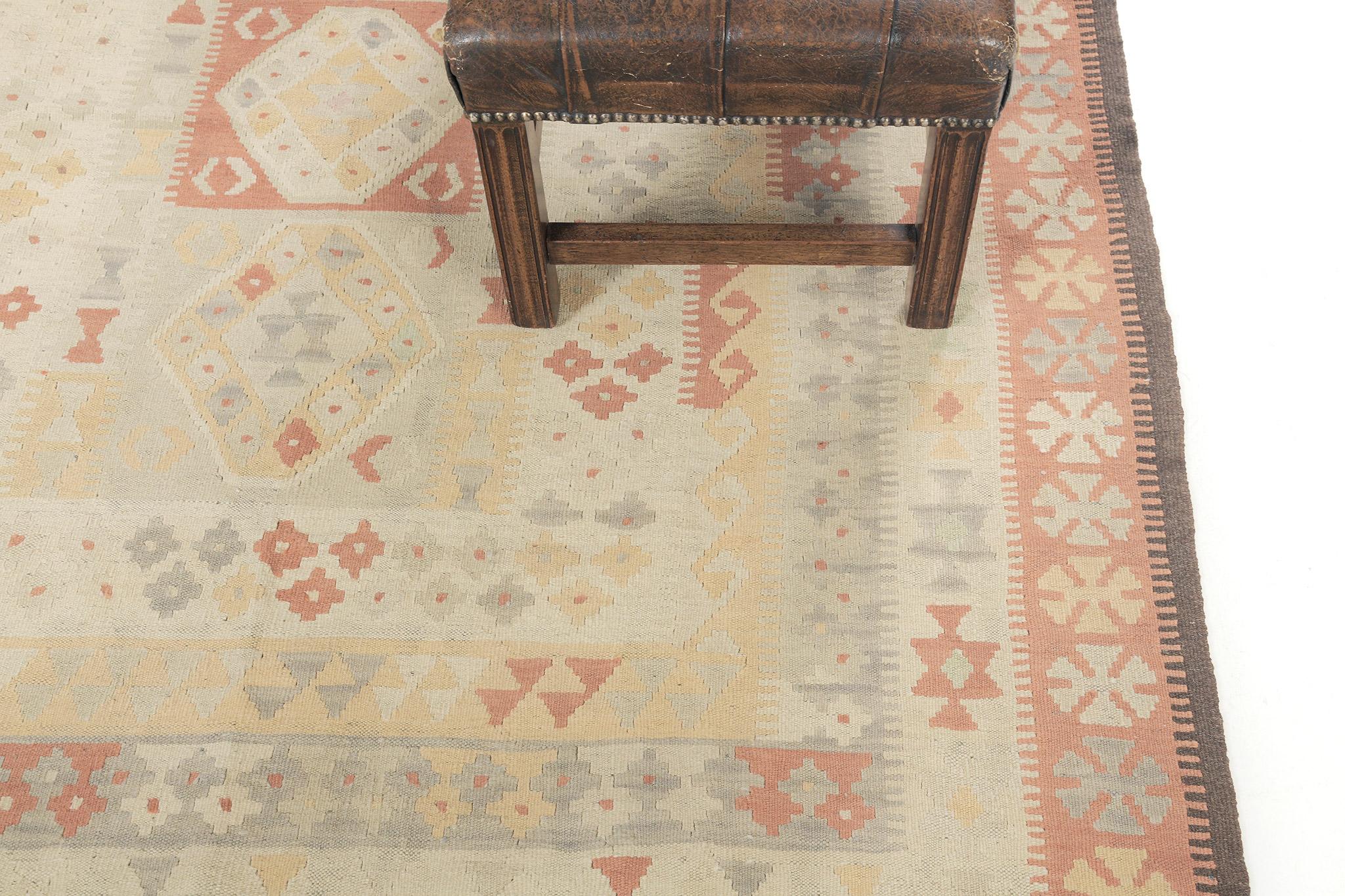 Mehraban Vintage-Stil Stammes natürlichen Farbstoff flach weben Kilim im Angebot 1