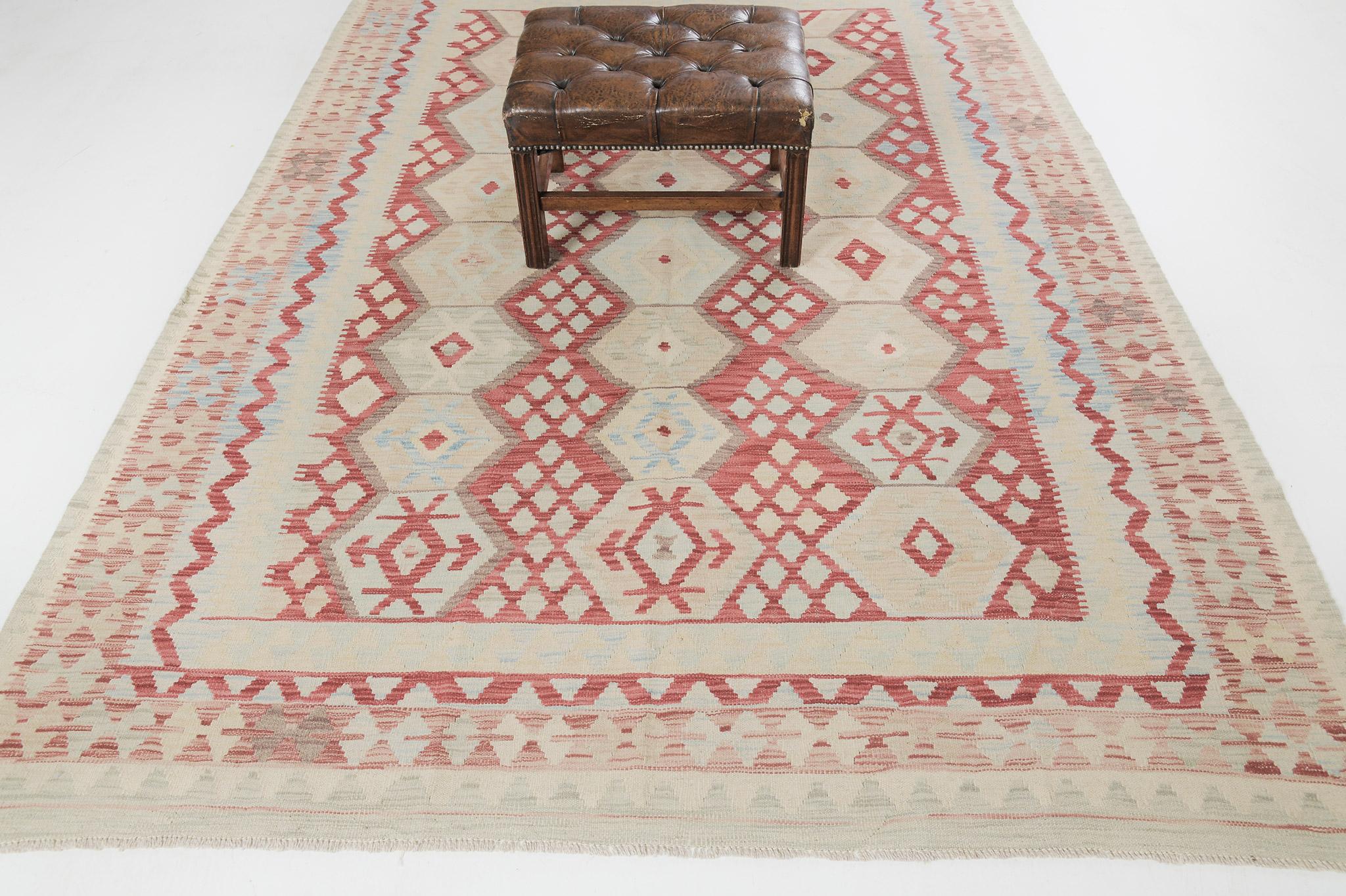 Mehraban Vintage Style Tribal Natural Dye Flat Weave Kilim For Sale 2