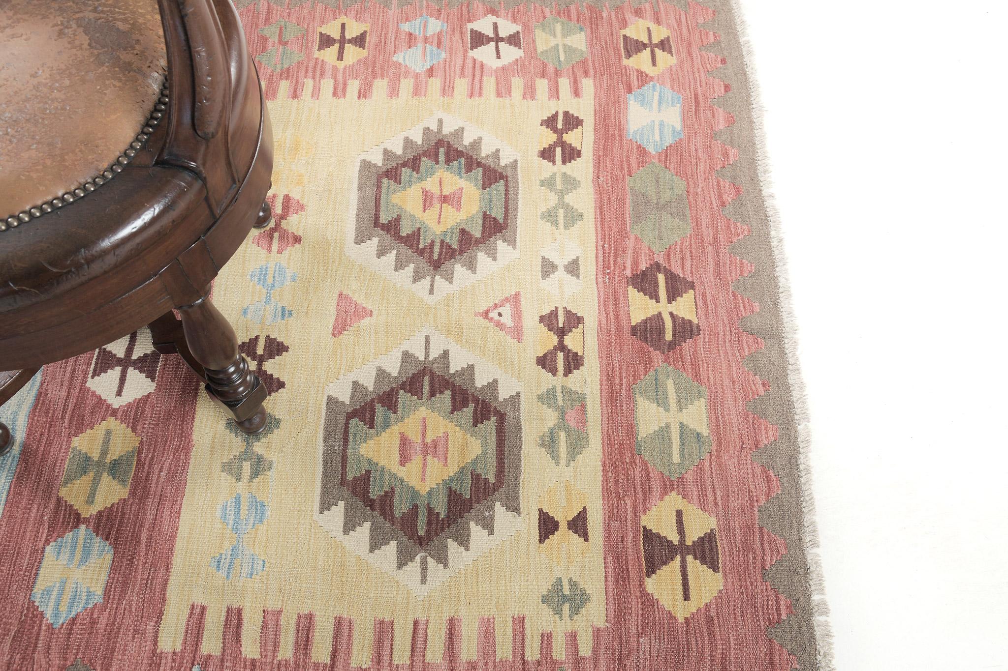 Mehraban Vintage Style Tribal Natural Dye Flat Weave Kilim For Sale 2