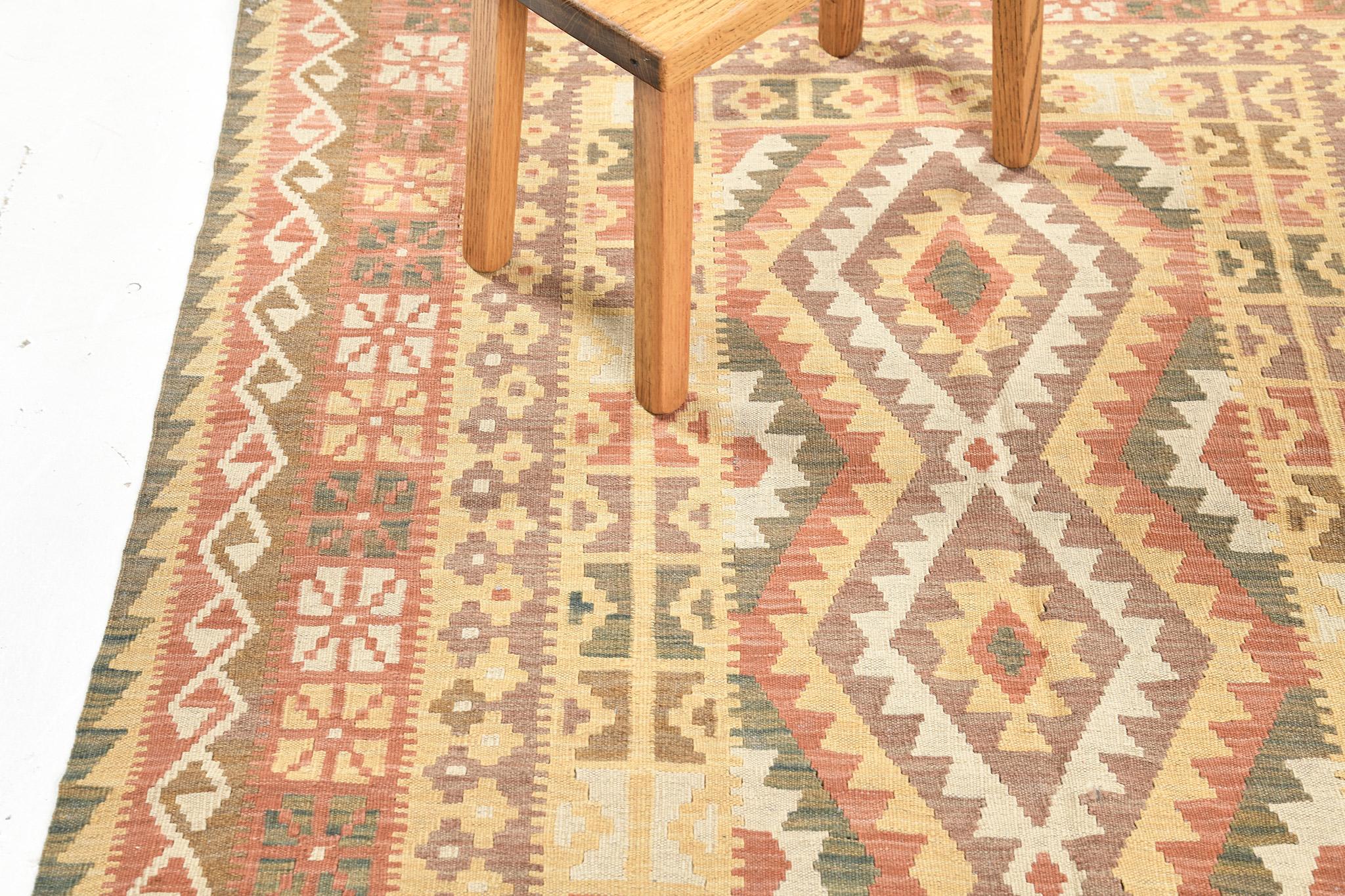 Mehraban Vintage-Stil Stammes natürlichen Farbstoff flach weben Kilim im Angebot 2