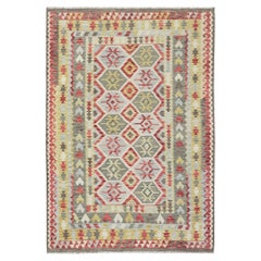 Kilim a trama piatta con tintura naturale in stile vintage di Mehraban
