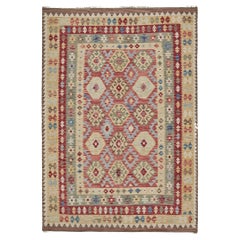 Kilim a trama piatta con tintura naturale in stile vintage di Mehraban