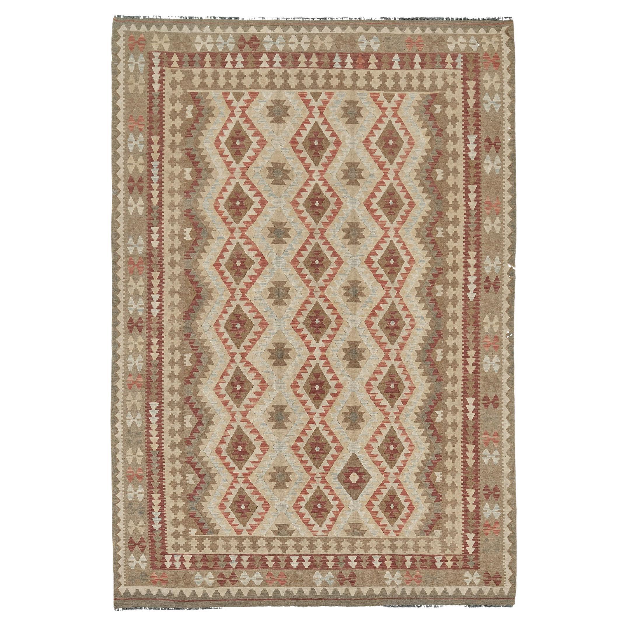 Kilim a trama piatta con tintura naturale in stile vintage di Mehraban