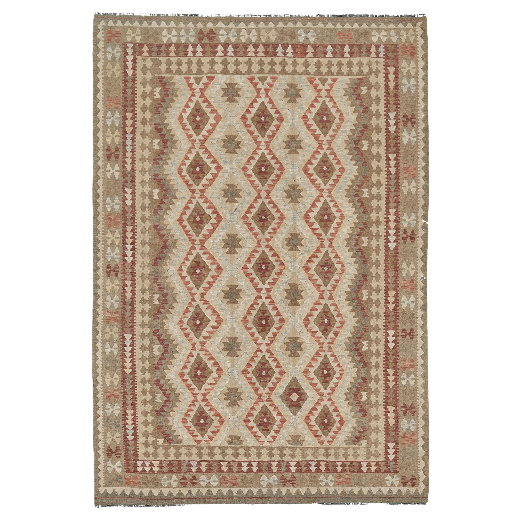 Mehraban Vintage Style Tribal Natural Dye Flat Weave Kilim For Sale