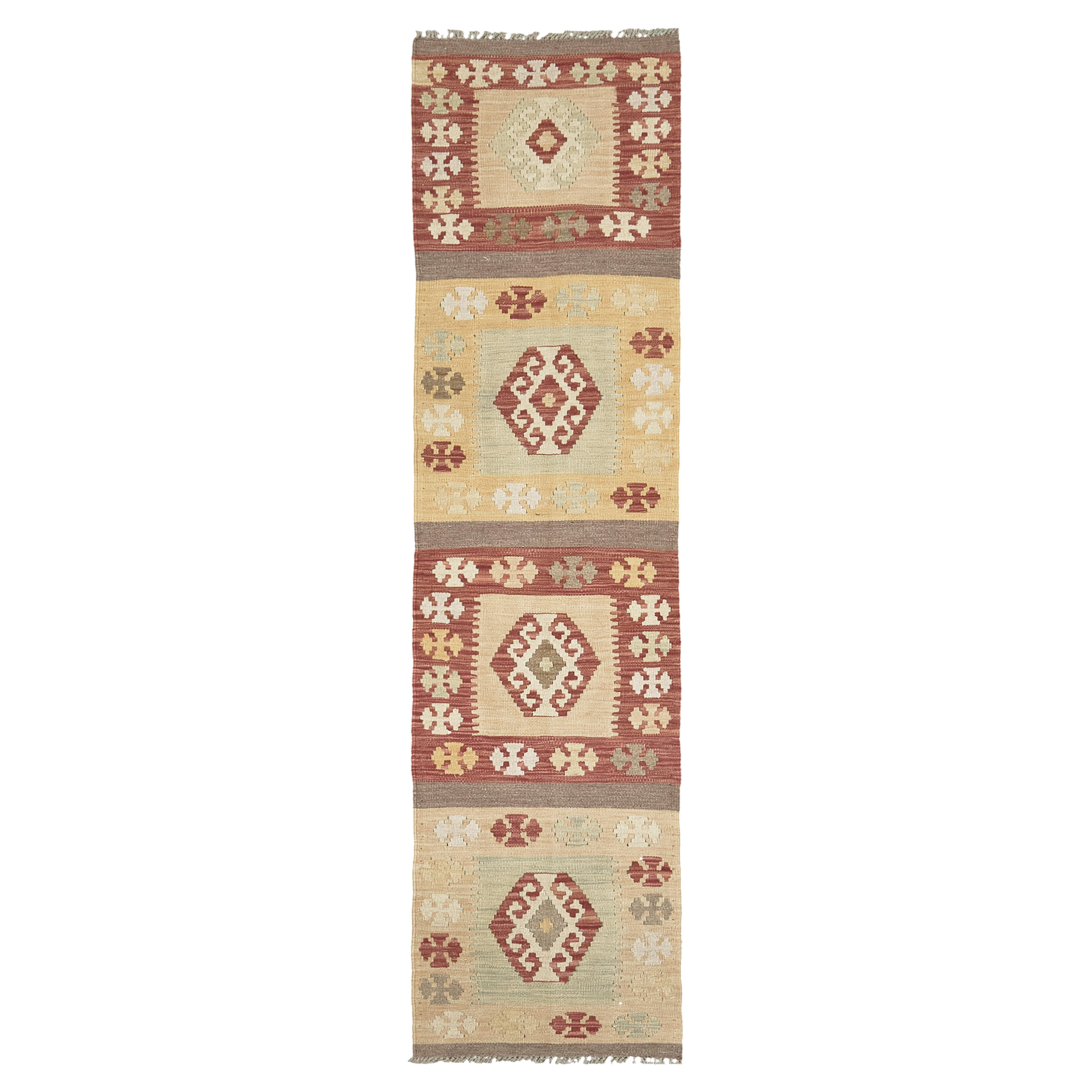Kilim a trama piatta con tintura naturale in stile vintage di Mehraban