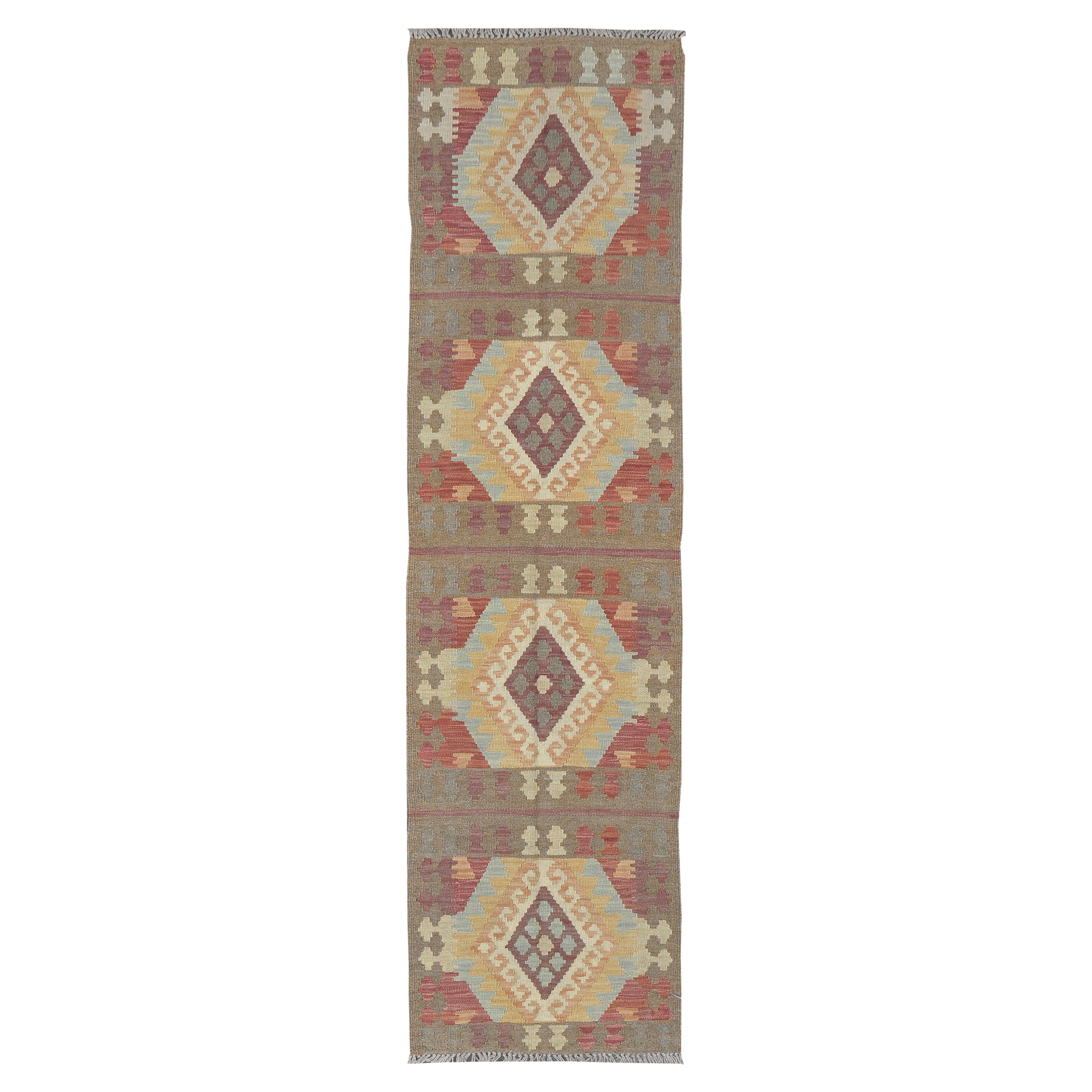 Mehraban Vintage Style Tribal Natural Dye Flat Weave Kilim For Sale