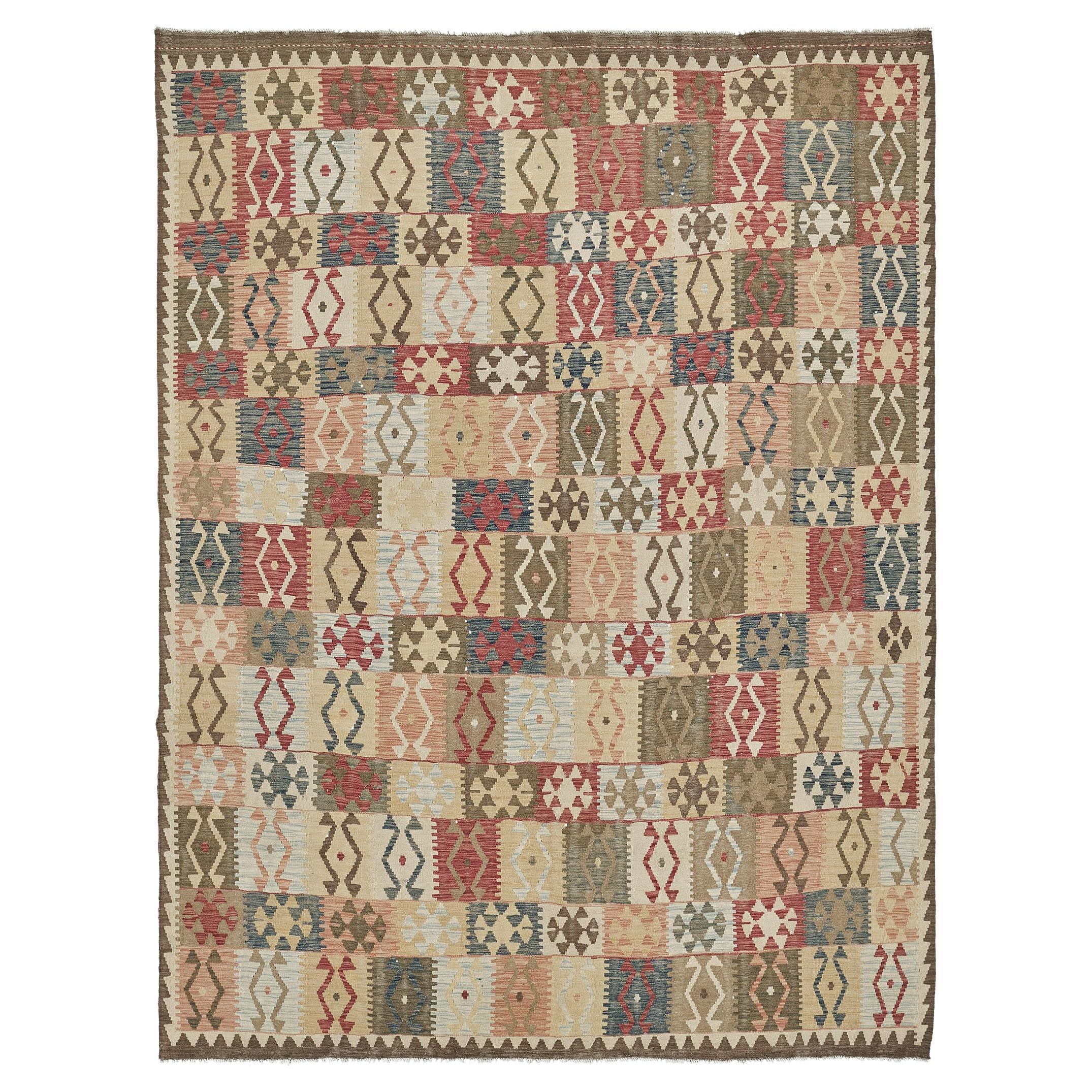 Kilim a trama piatta con tintura naturale in stile vintage di Mehraban