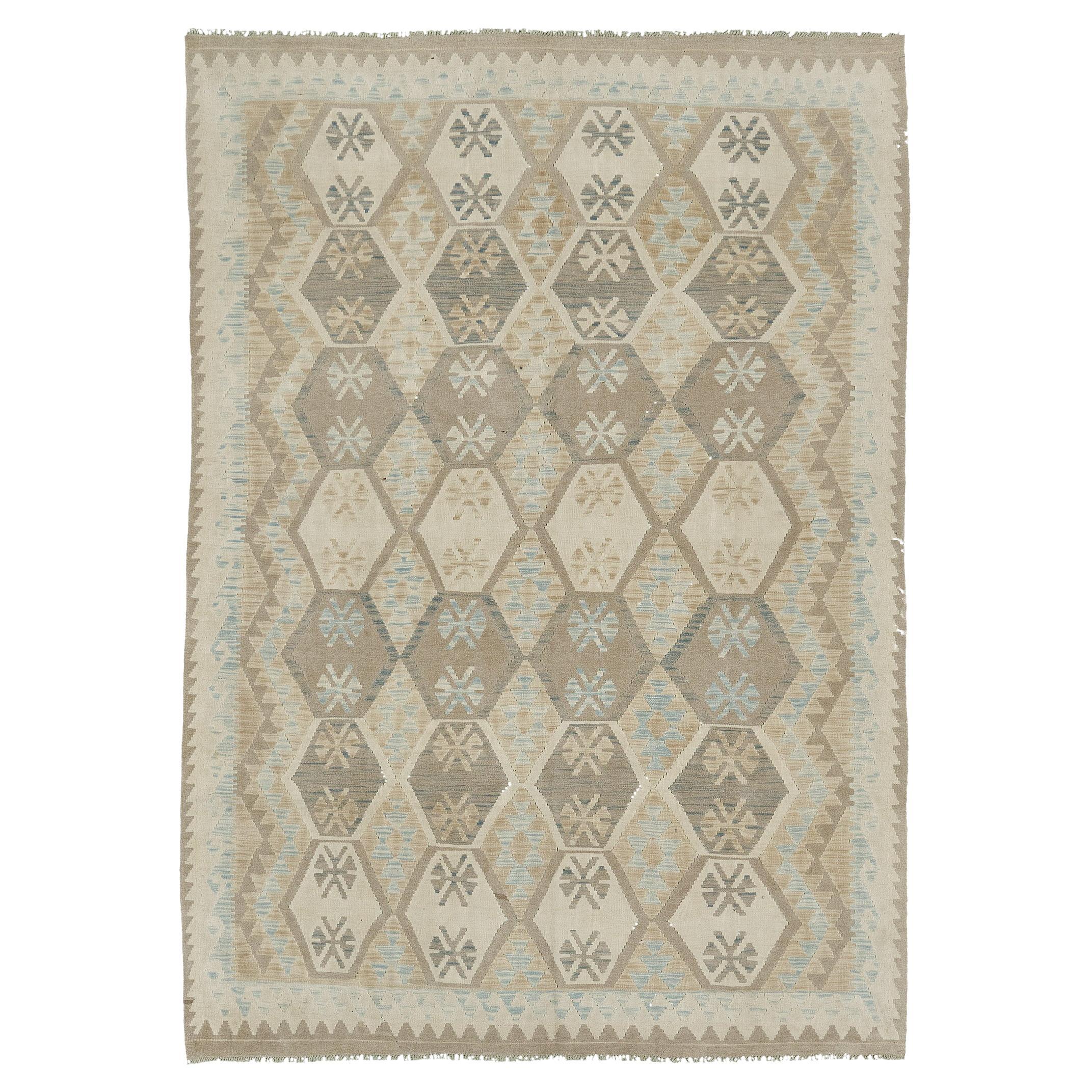 Kilim a trama piatta con tintura naturale in stile vintage di Mehraban