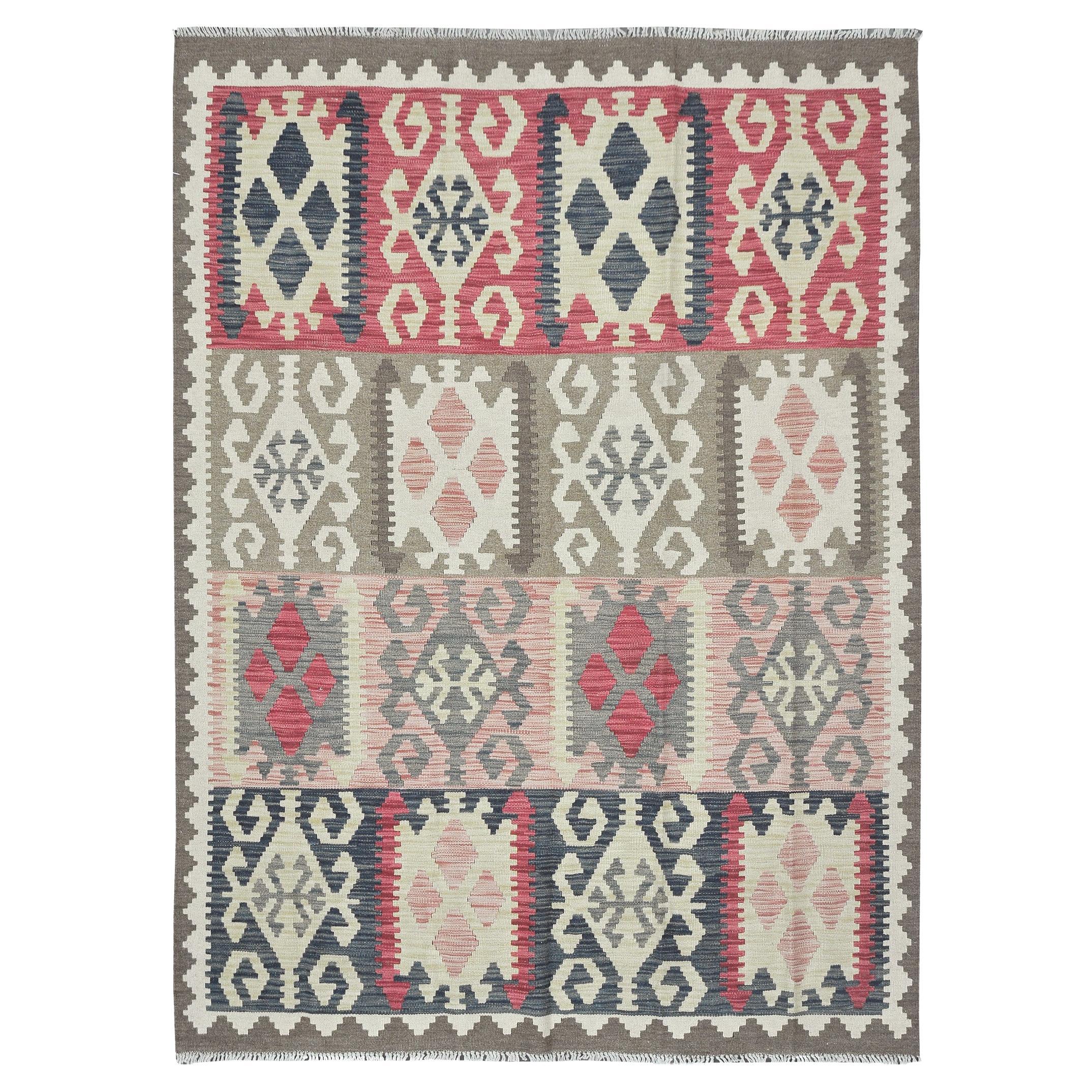 Mehraban Vintage Style Tribal Natural Dye Flat Weave Kilim For Sale