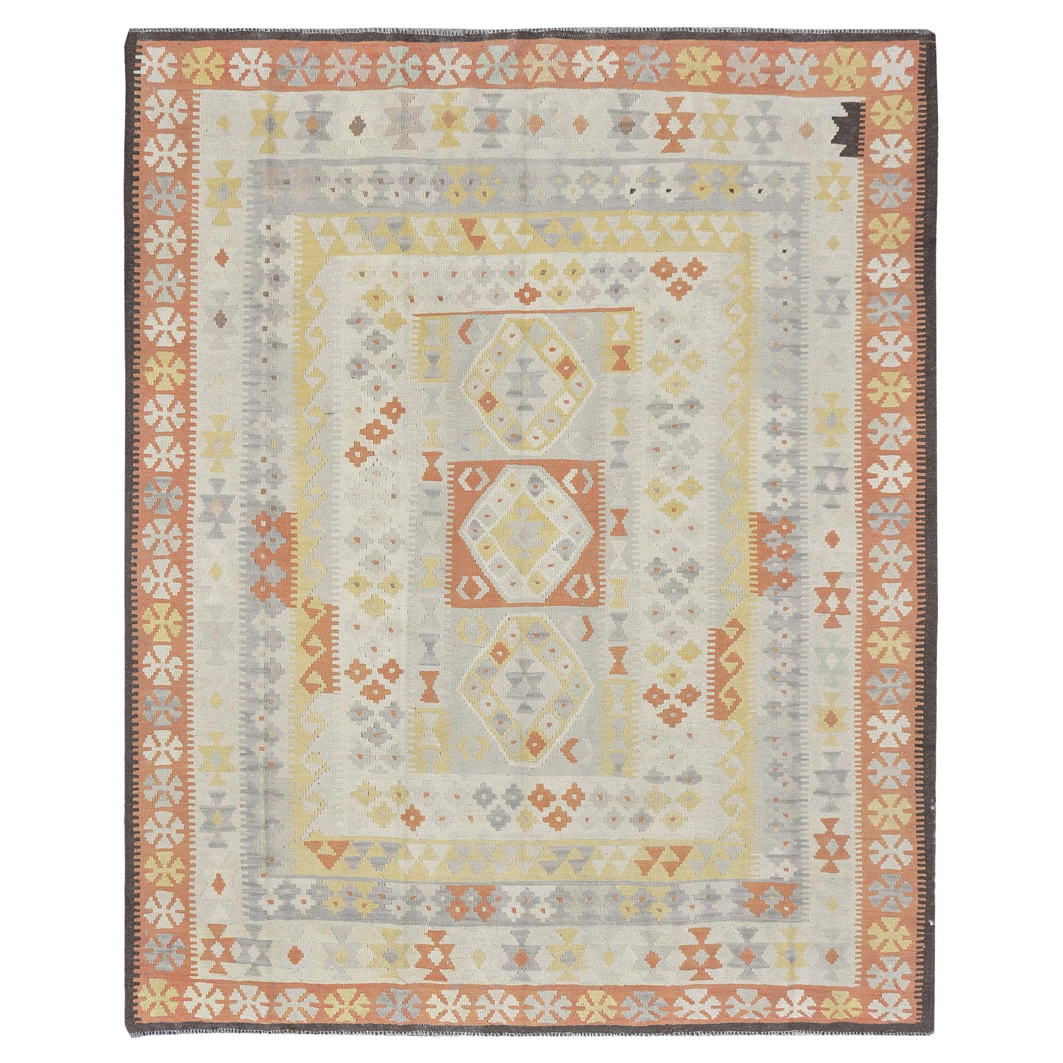Mehraban Vintage-Stil Stammes natürlichen Farbstoff flach weben Kilim im Angebot