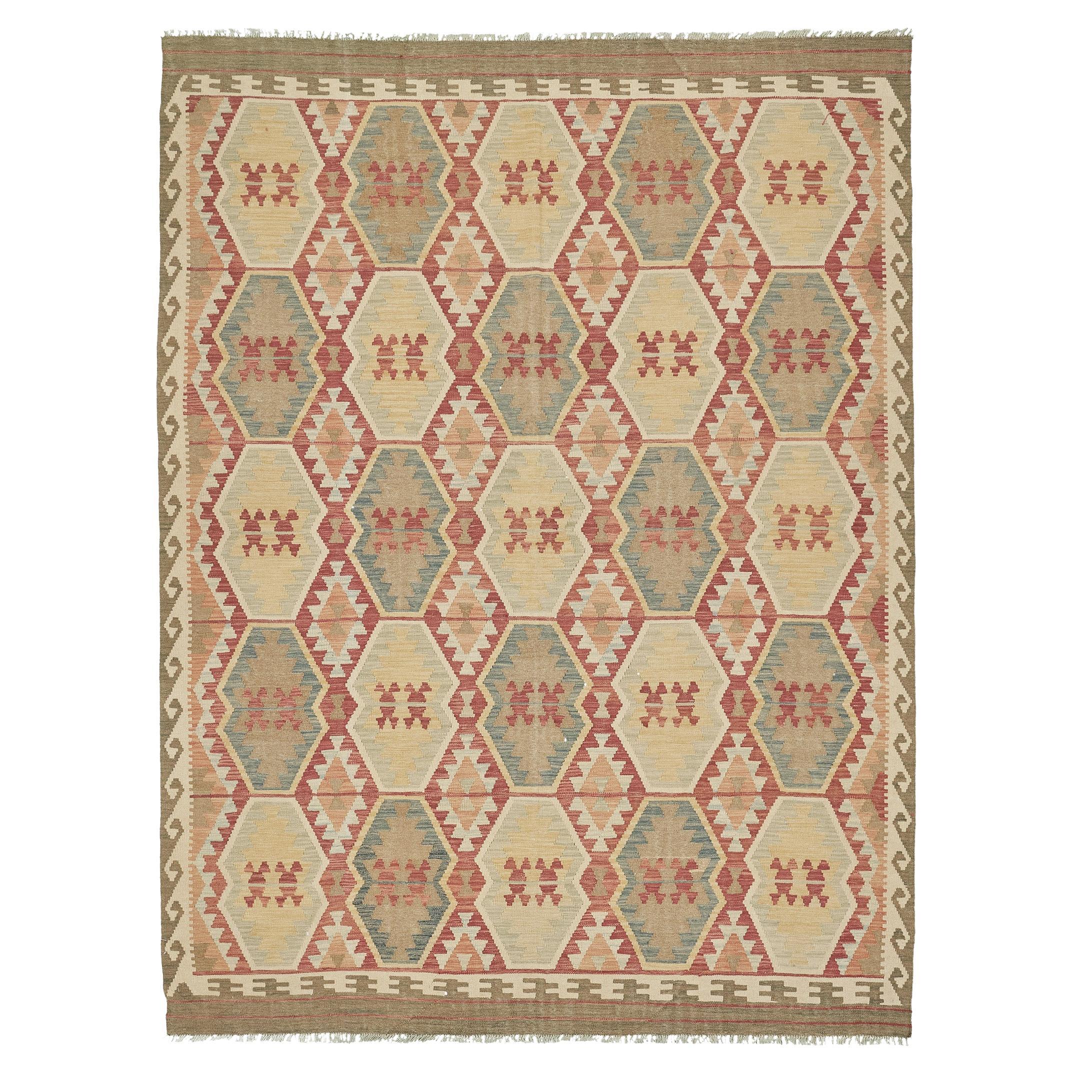 Mehraban Vintage Style Tribal Natural Dye Flat Weave Kilim