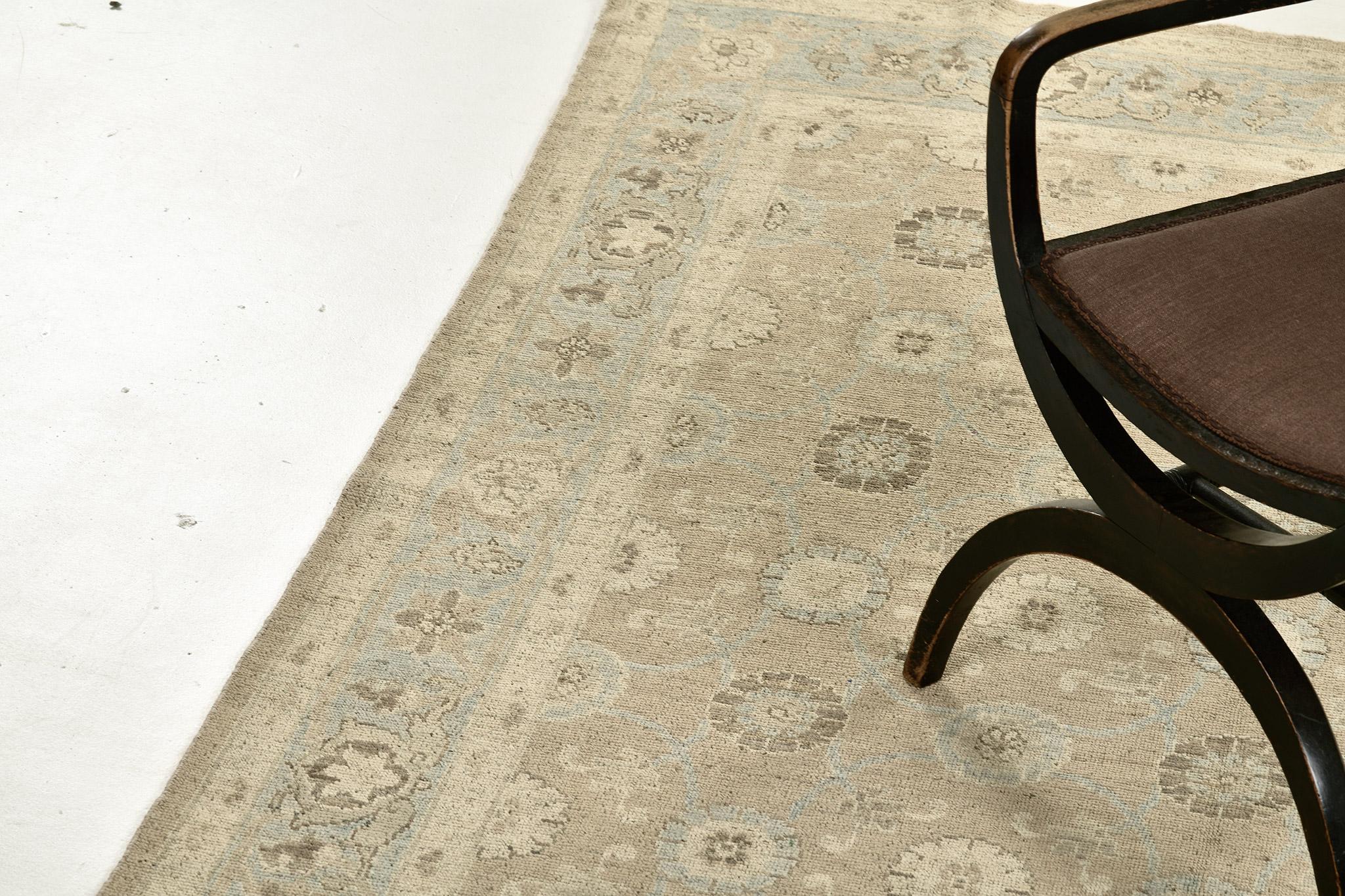 Mehraban Vintage Style Varamin Design Runner D5065 Safira In New Condition For Sale In WEST HOLLYWOOD, CA