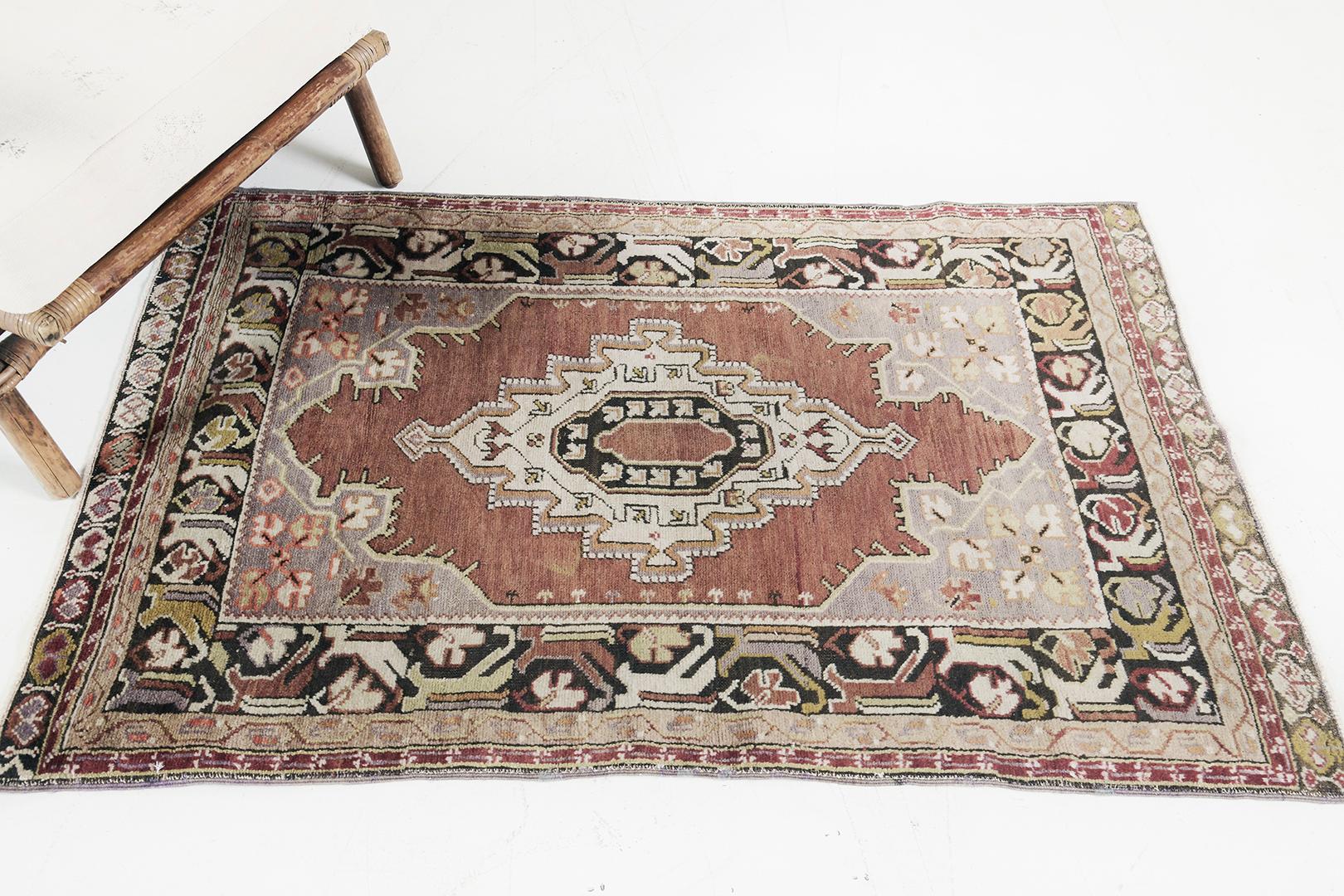 Hand-Knotted Mehraban Vintage Turkish Anatolian For Sale
