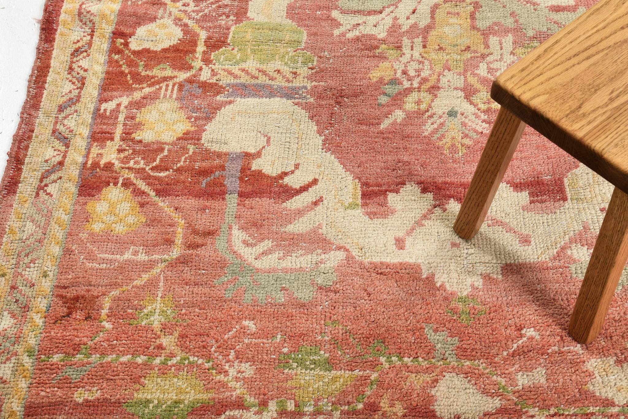 Hand-Knotted Mehraban Vintage Turkish Oushak For Sale