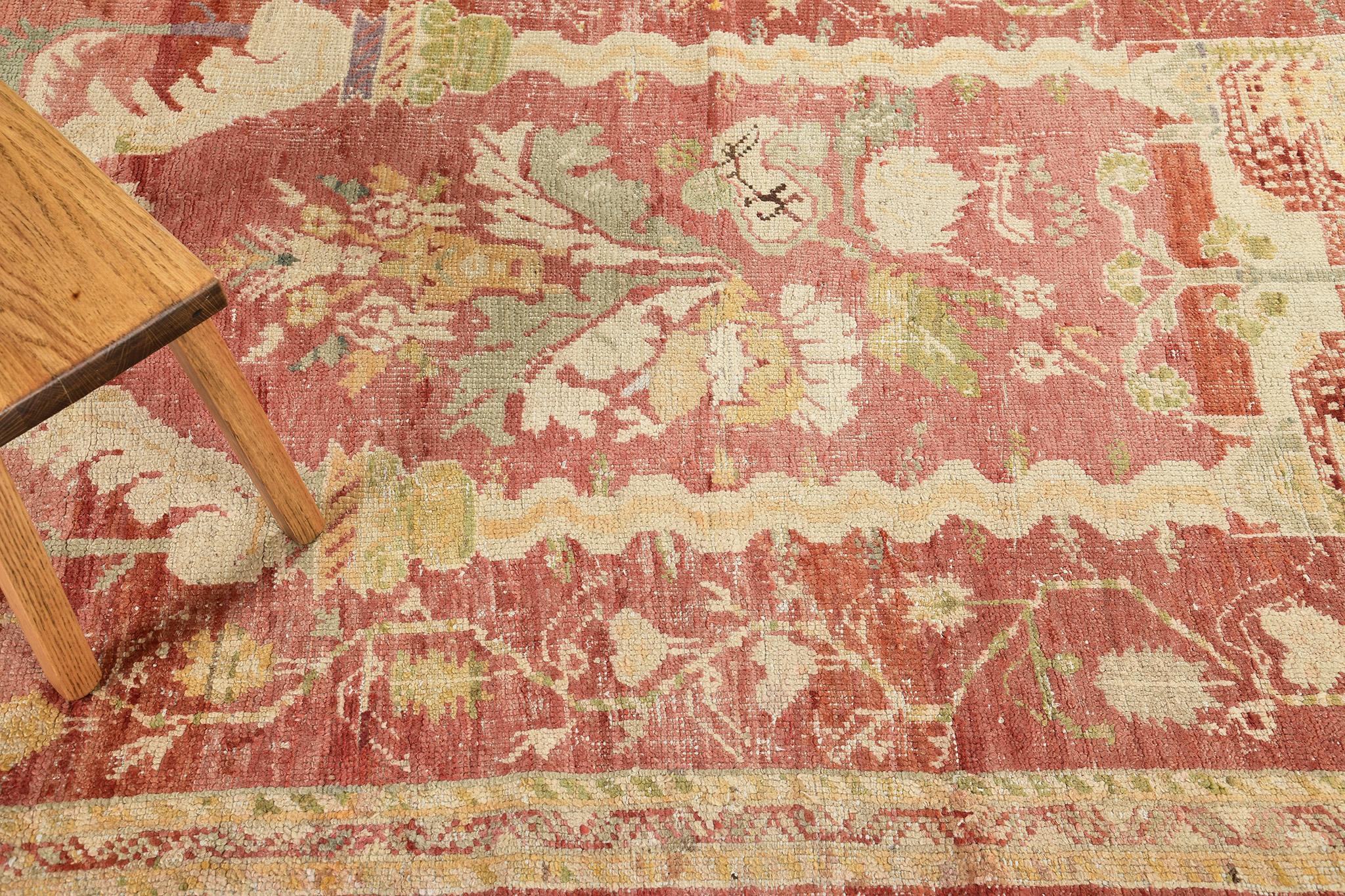 Wool Mehraban Vintage Turkish Oushak For Sale