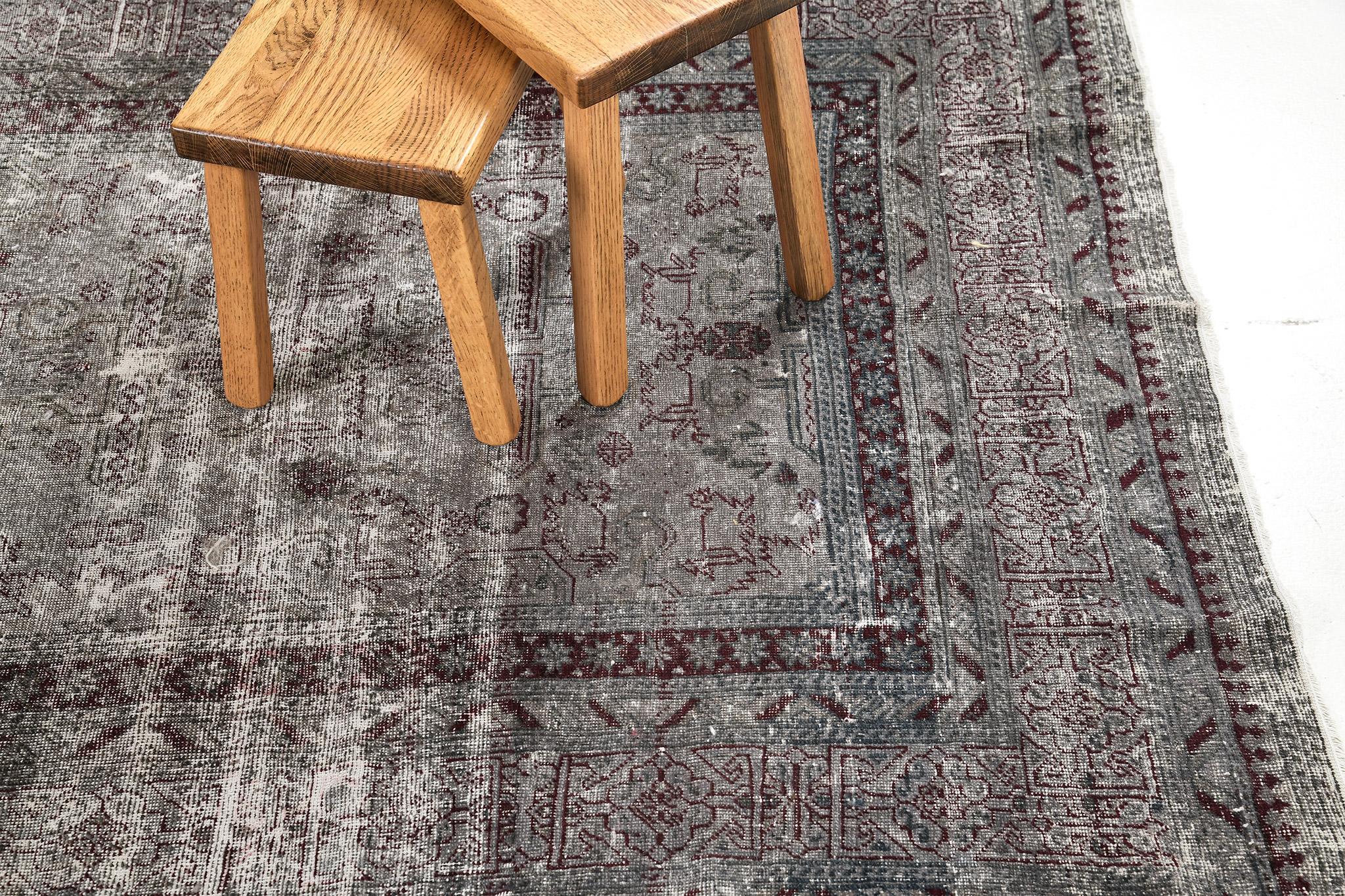 Hand-Knotted Mehraban Vintage Turkish Overdye Khotan For Sale