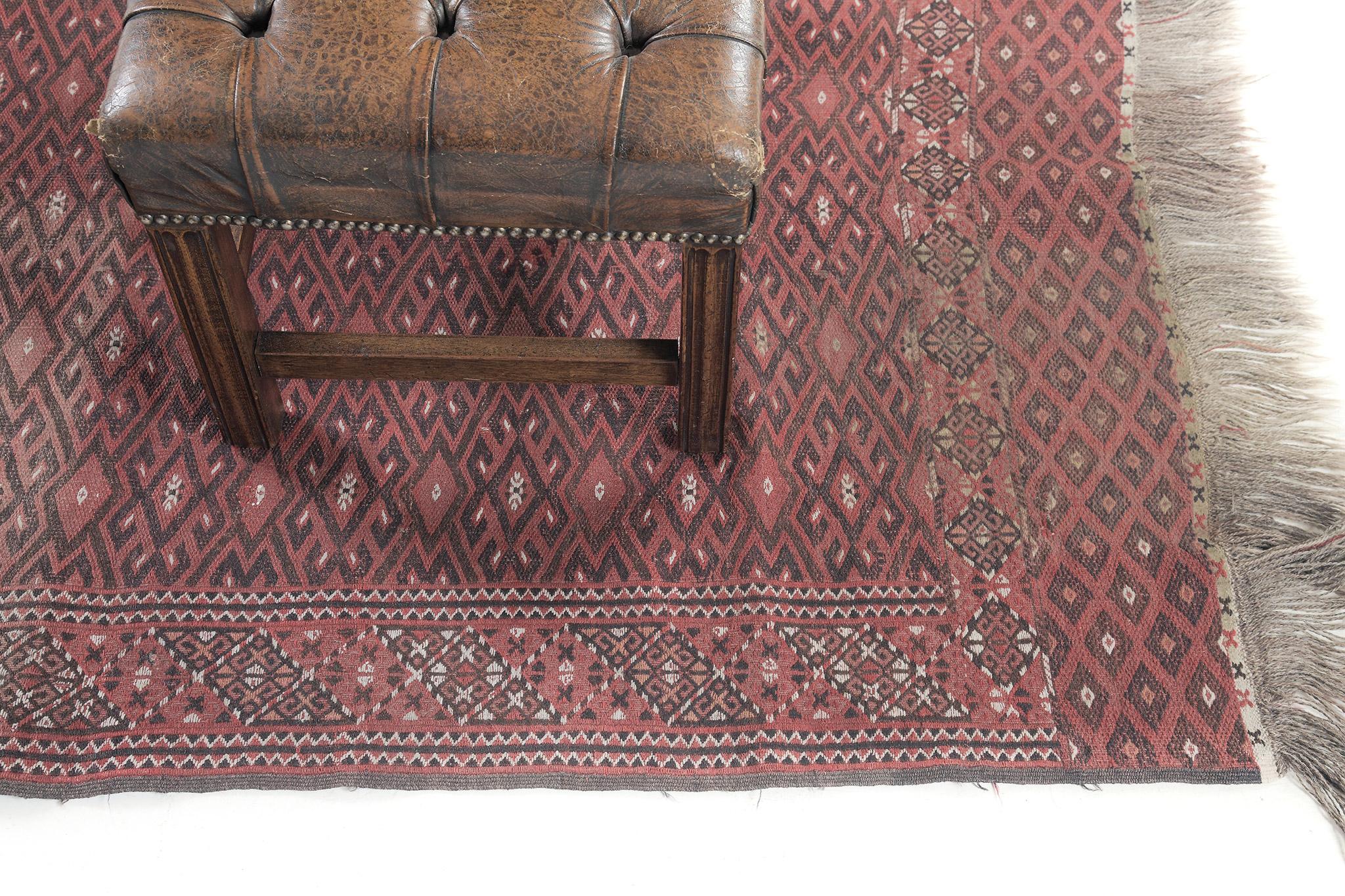 Hand-Knotted Mehraban Vintage Turkoman Kilim For Sale