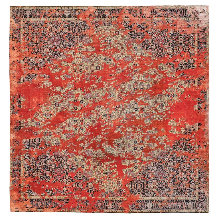 Mehraban Wool and Silk Transitional Design Jan Kath Rug For Sale at 1stDibs