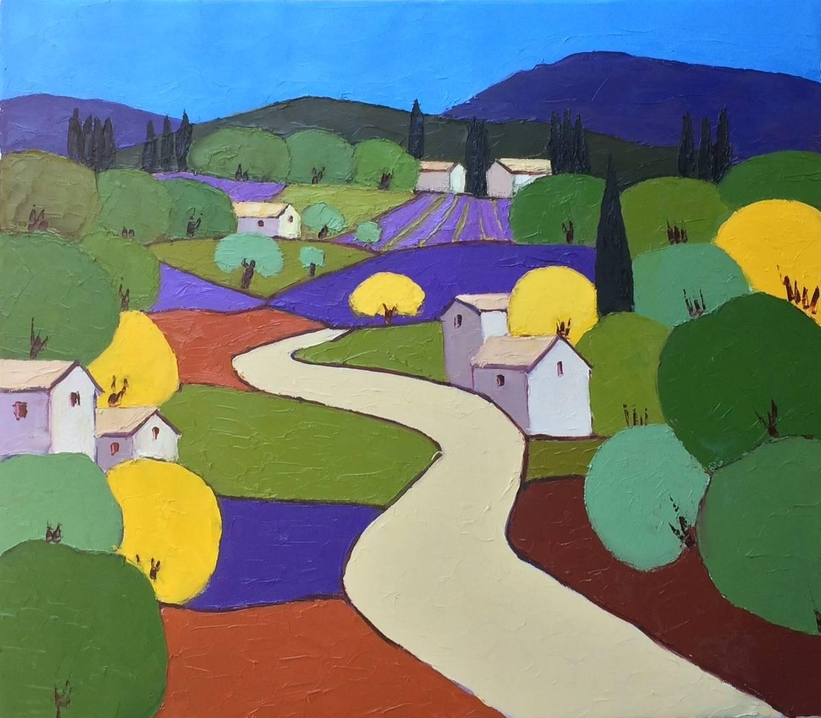 Landscape Painting Mehran Rashidfarokhy - Peinture à l'huile sur toile Alsace Lorraine