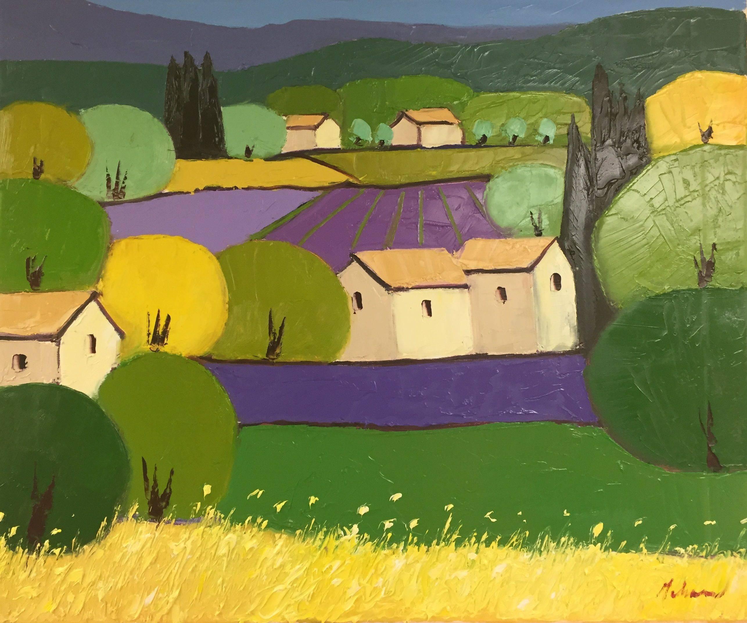 Mehran Rashidfarokhy Landscape Painting - Dancing Wheat, Oil Painting on Canvas