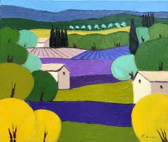 Lavender Patchwork, Painting, Oil on Canvas