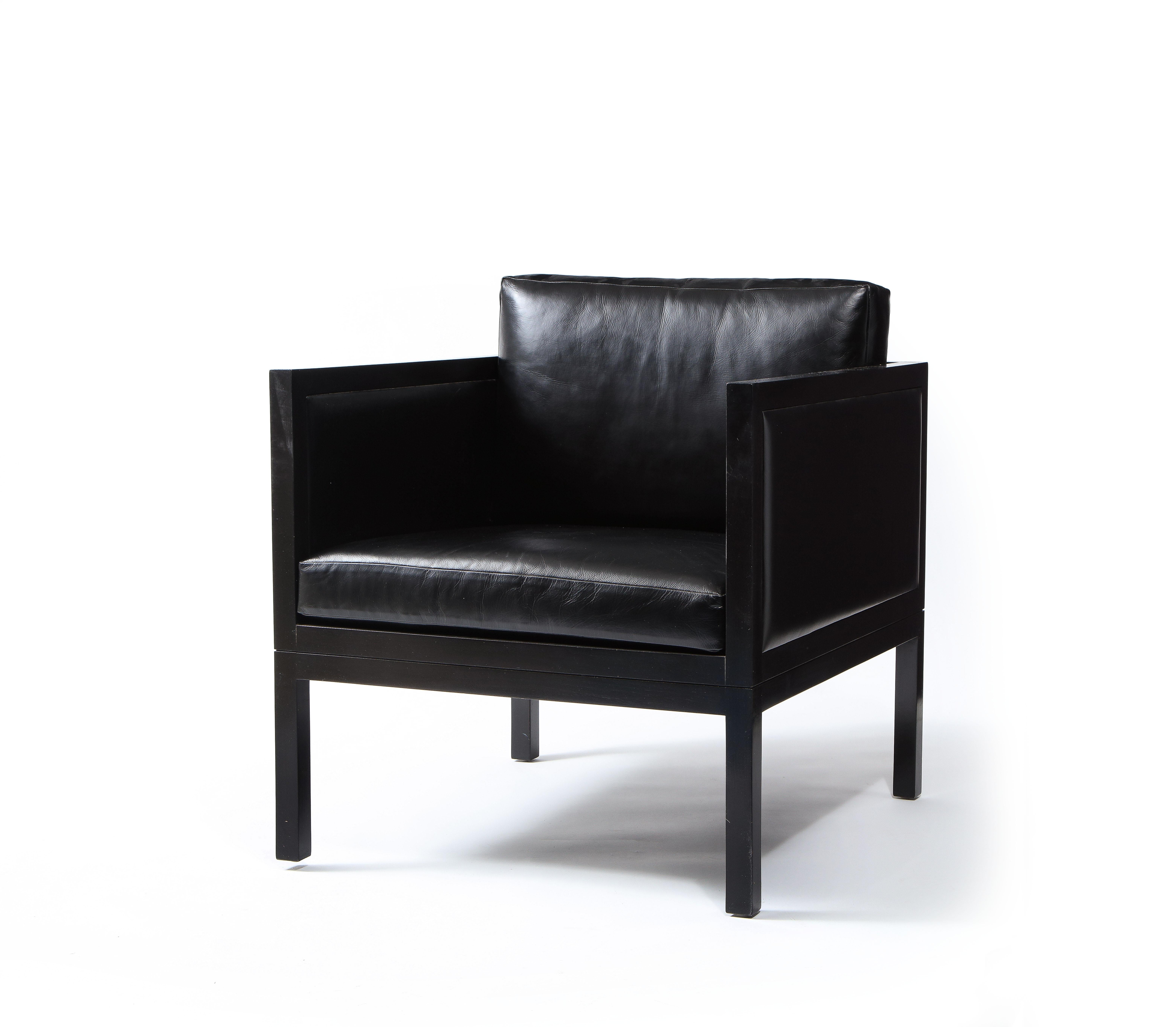 MEIER/FERRER Modernist Leather, Wood and Metal Club Chair, USA 2010 In Good Condition In New York, NY