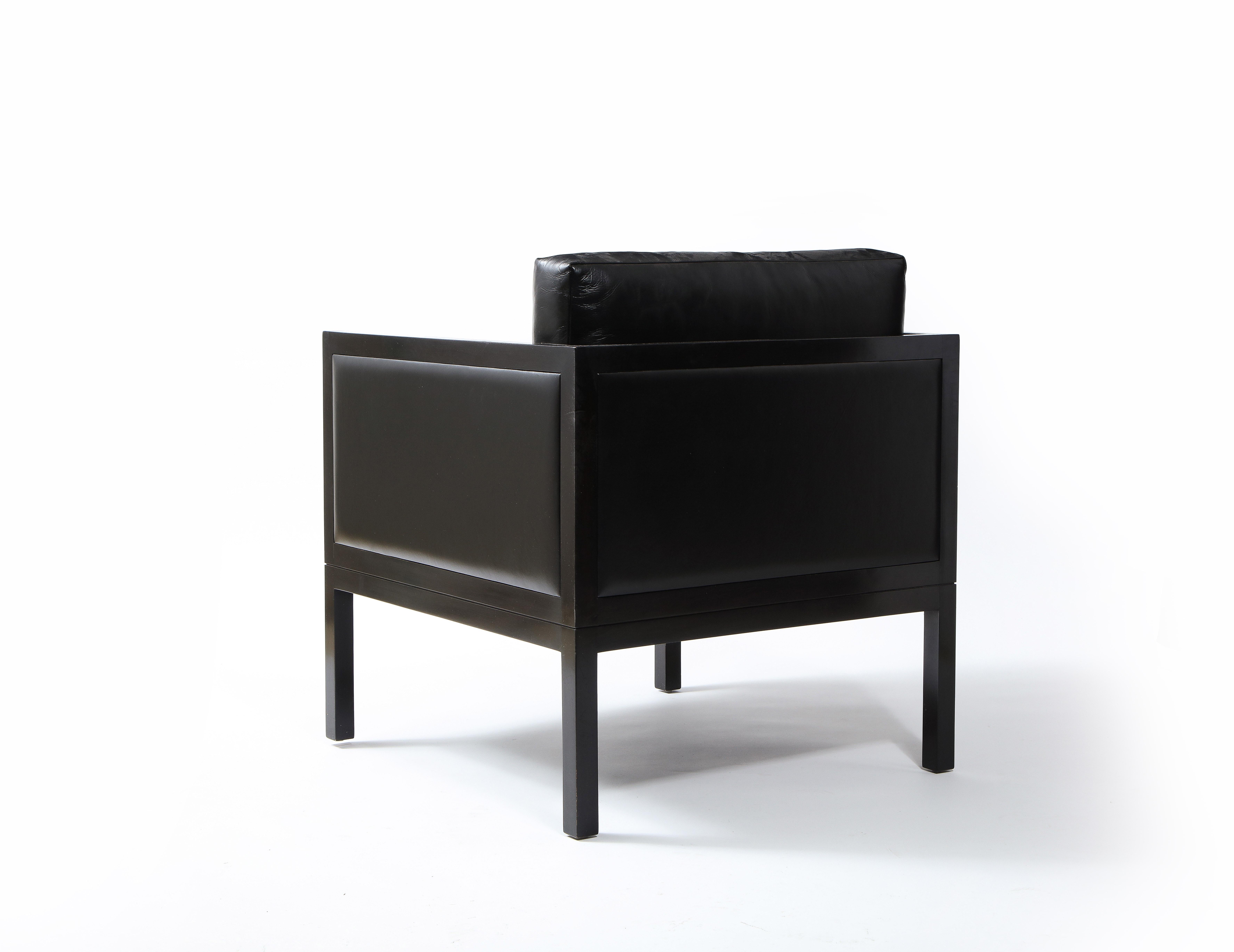 Steel MEIER/FERRER Modernist Leather, Wood and Metal Club Chair, USA 2010