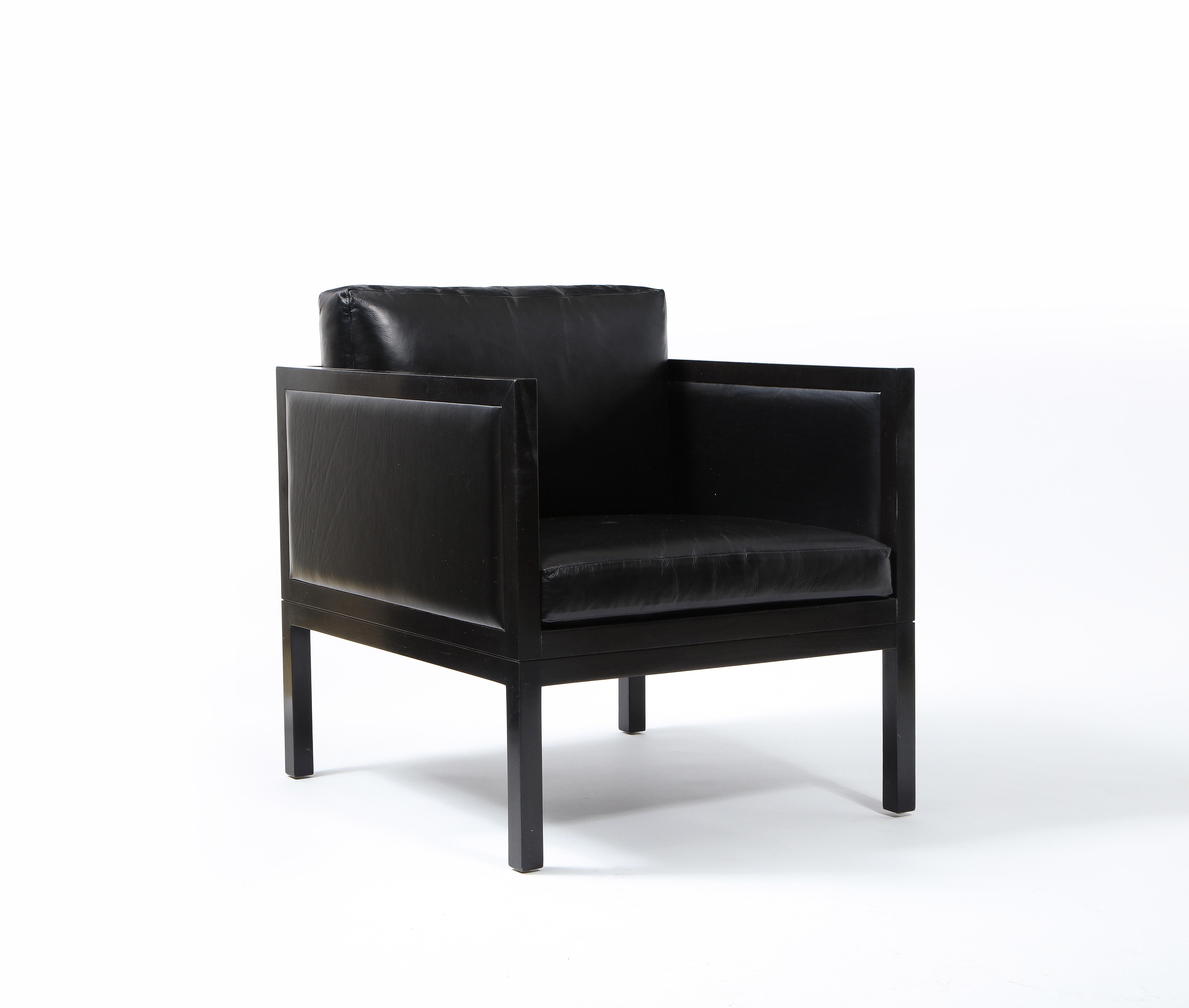MEIER/FERRER Modernist Leather, Wood and Metal Club Chair, USA 2010 2