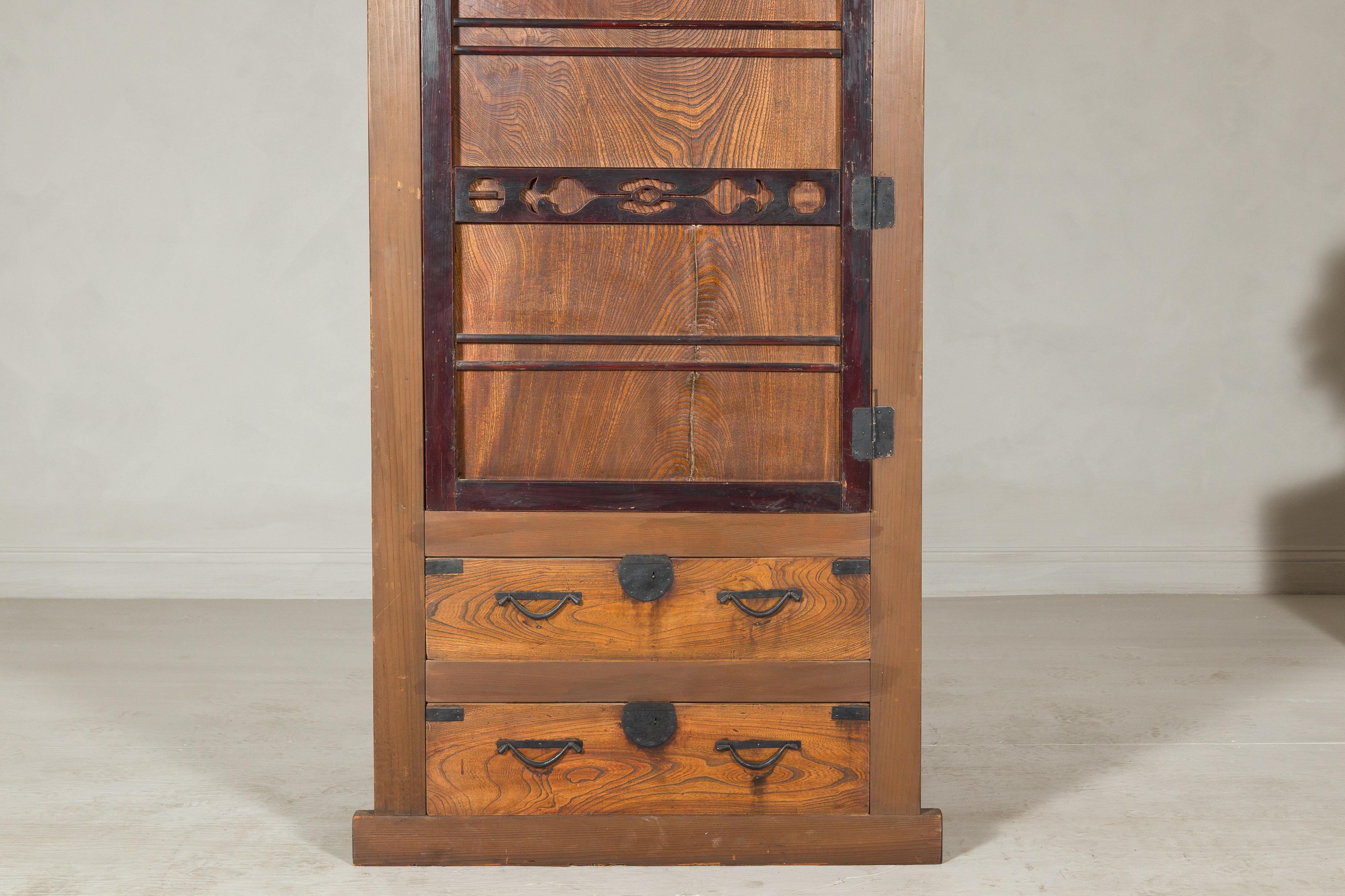 Meiji-era Mizuya Dansu, Circa 1900 – Japanese Kitchen Cabinet In Good Condition For Sale In Yonkers, NY