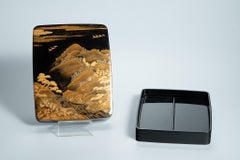 Meiji Gold Maki-e Landscape Suzuribako