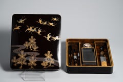 Meiji Gold Maki-e Pine & Crane Document Writing Box Set