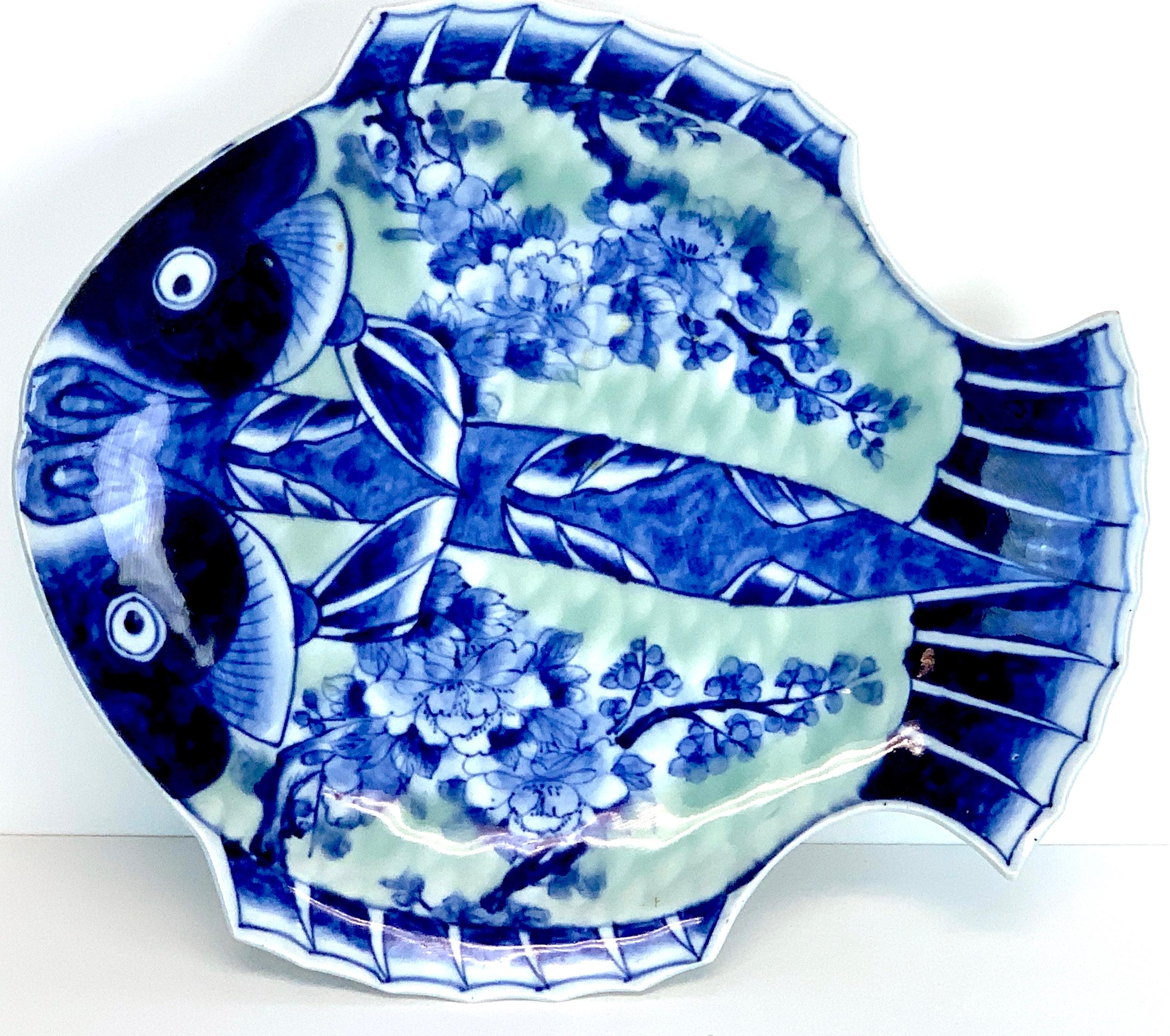 Japanese Meiji Imari Celadon Fish Plate, by Fukagawa III