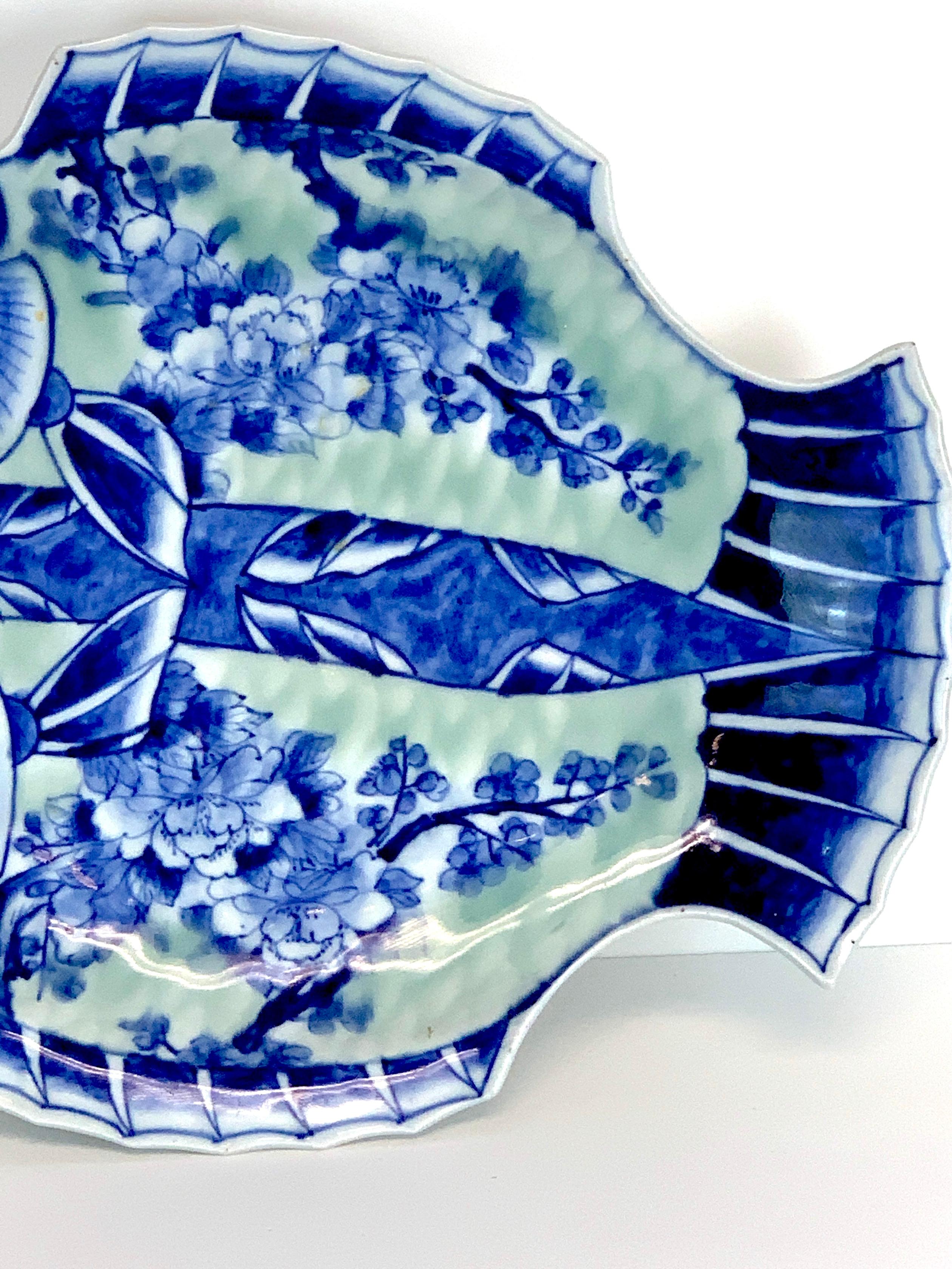 20th Century Meiji Imari Celadon Fish Plate, by Fukagawa III