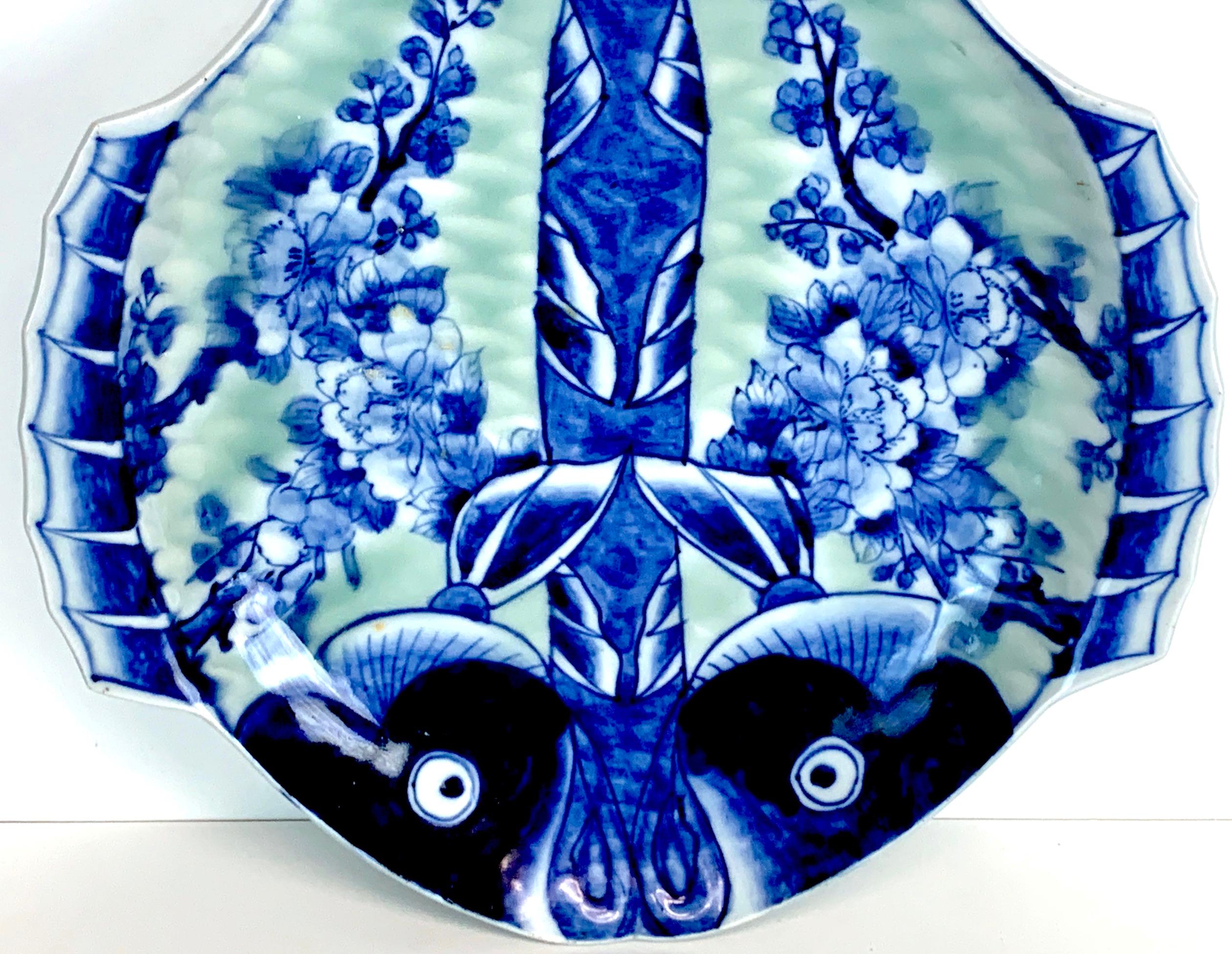 Meiji Imari Celadon Fish Plate, by Fukagawa III 1