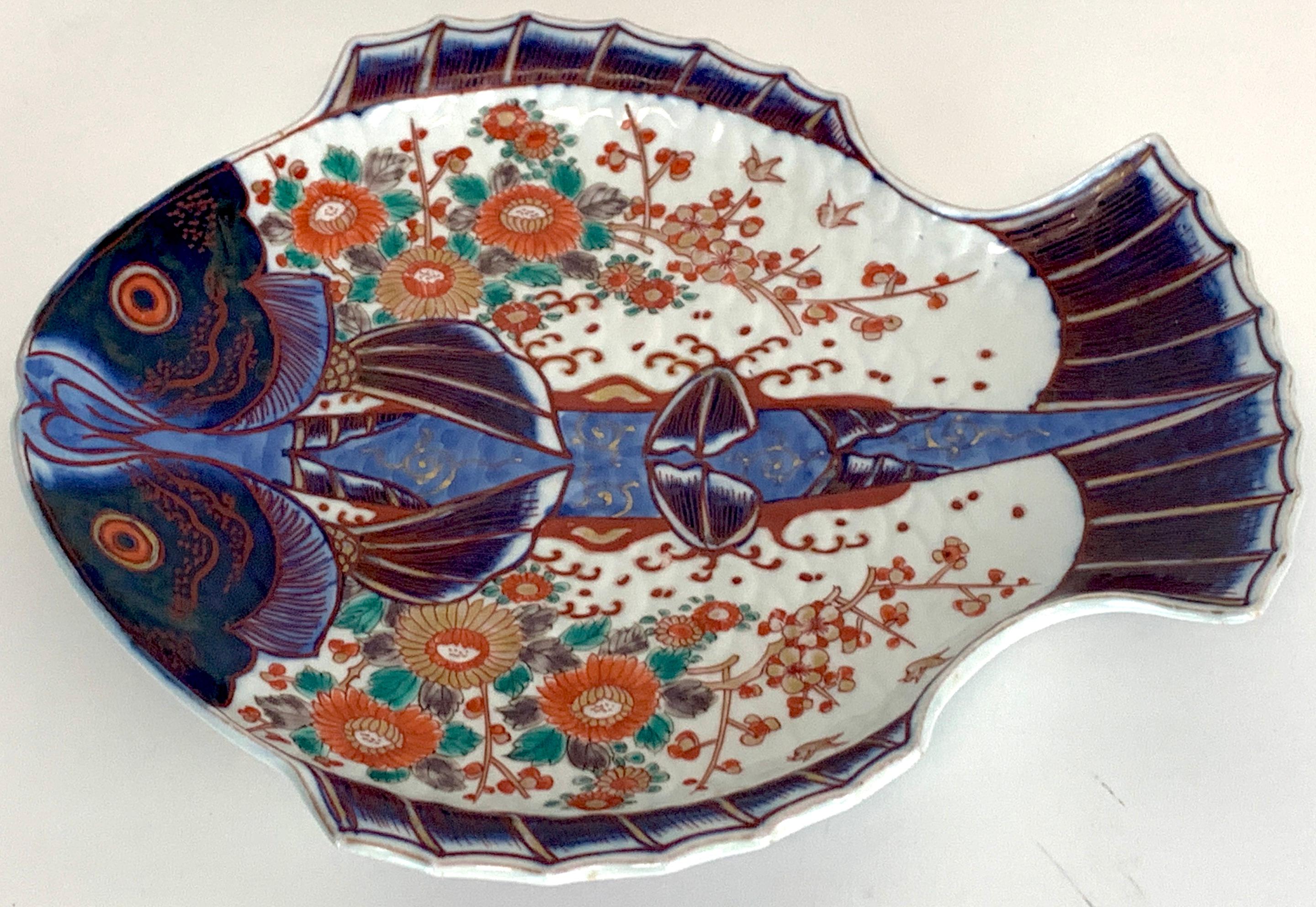 Porcelain Meiji Imari Fish Plate, by Fukagawa V