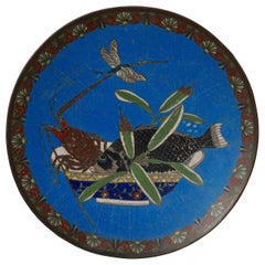Antique Meiji Japanese Cloisonne Bronze Plate
